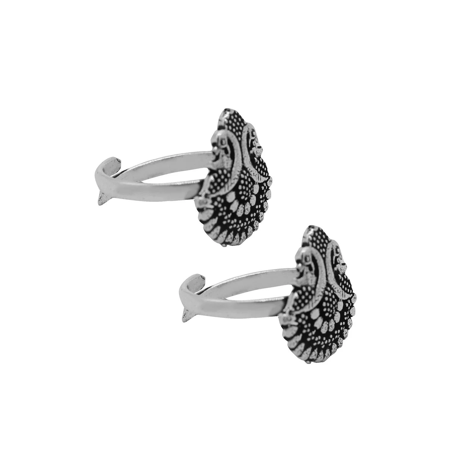 Kshtriya Peacock Silver Oxidized  Toe rings - Image 4
