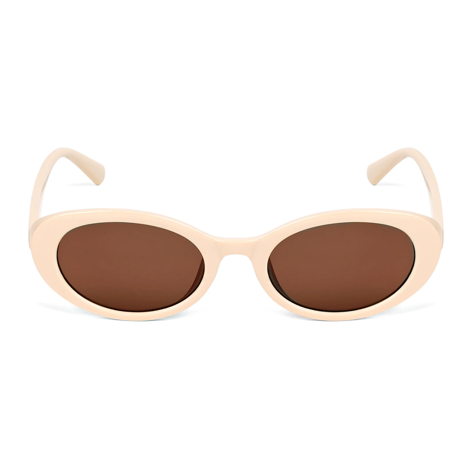 Kyoko Oval Beige Sunglasses - Image 3