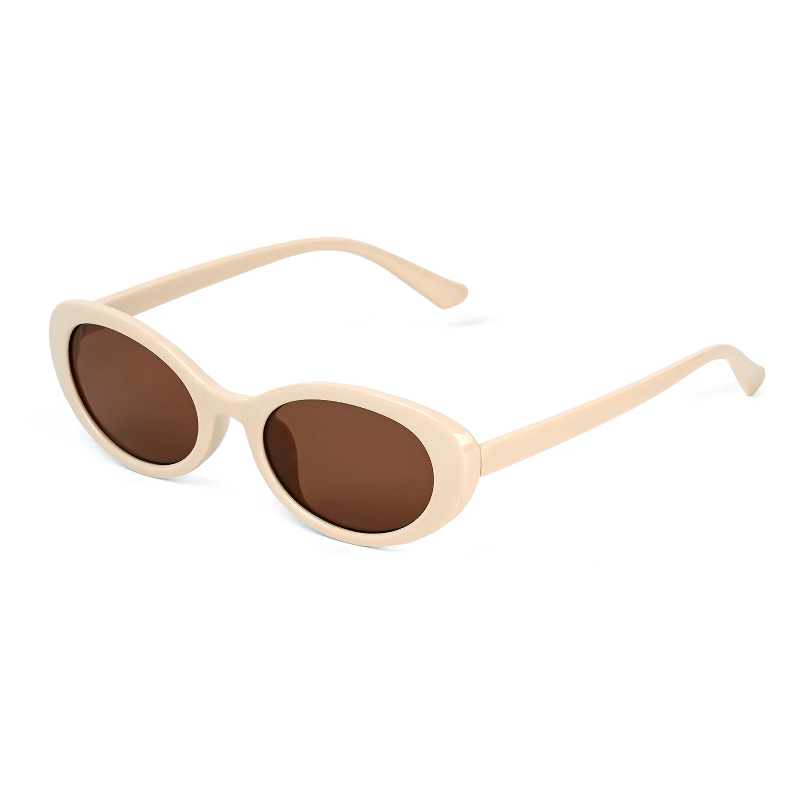 Kyoko Oval Beige Sunglasses - Image 4