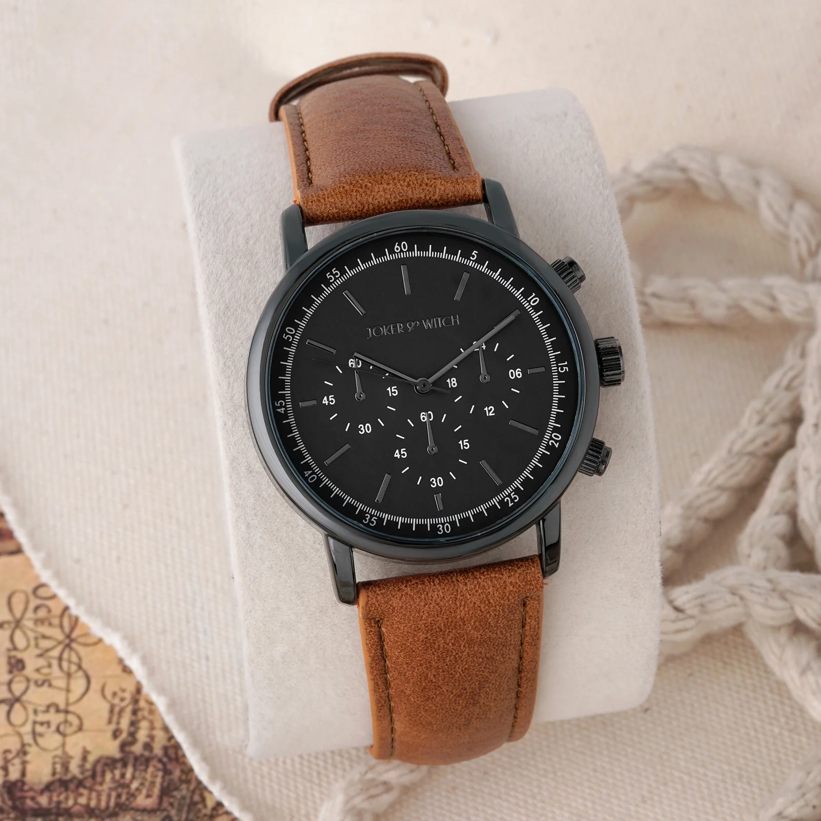 Laanda Grey Large Dial Brown PU Strap Men's Watch - Image 2