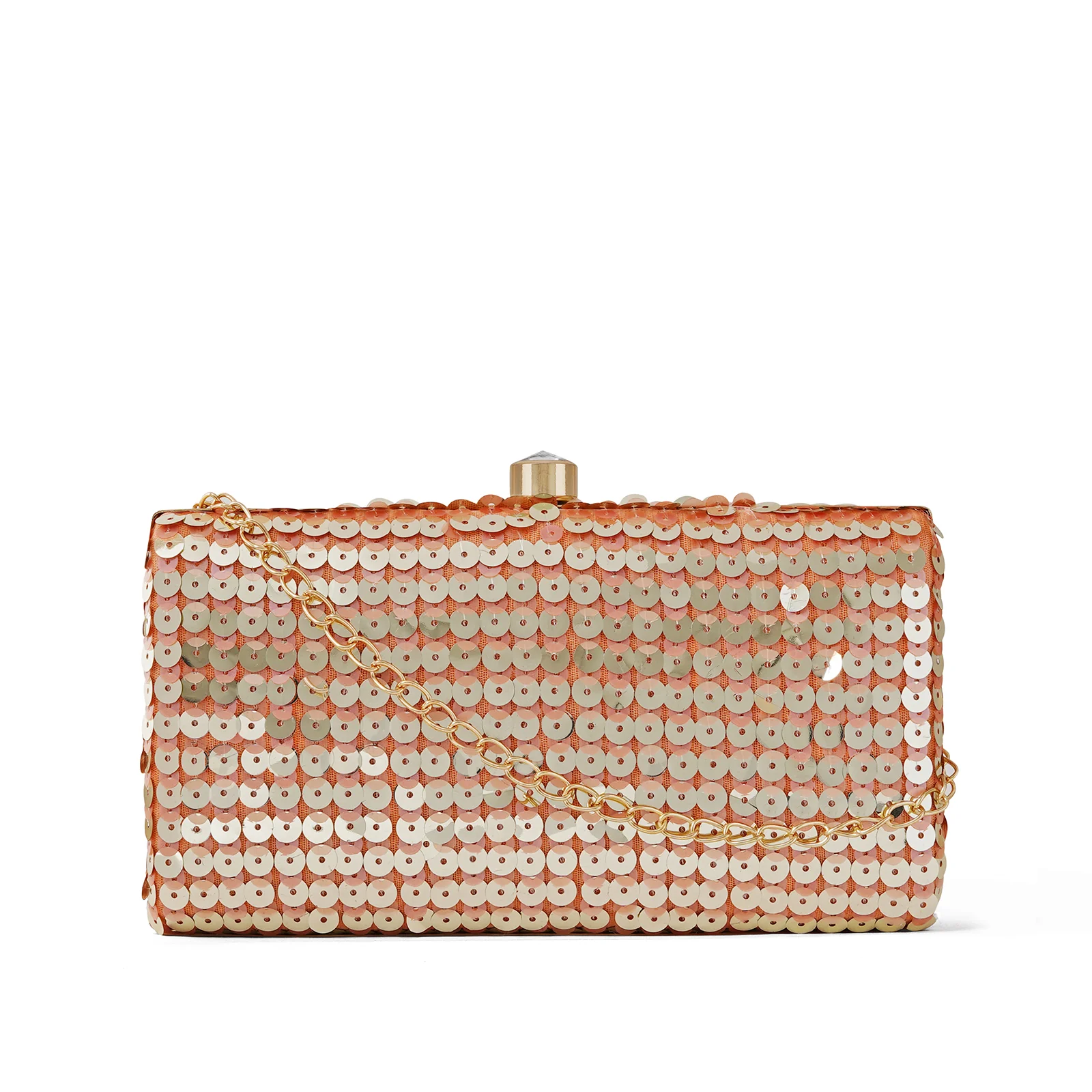 Laira Peach Sequin Clutch - Image 3
