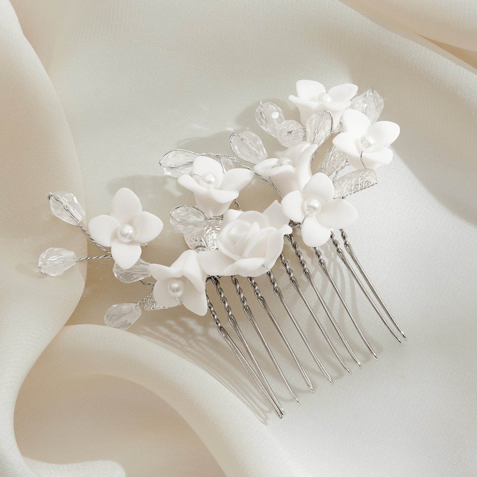 Lalea White Floral Hairpin - Image 2