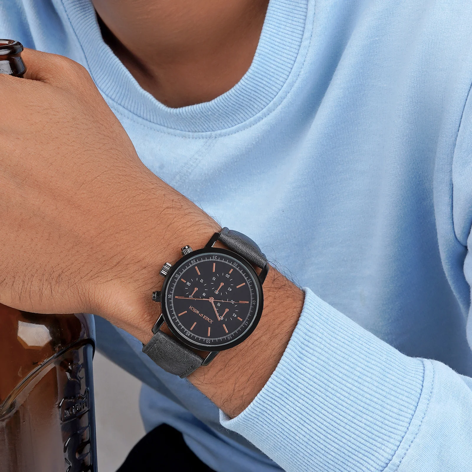Laanda Grey Large Dial PU Strap Men's Watch - Image 4