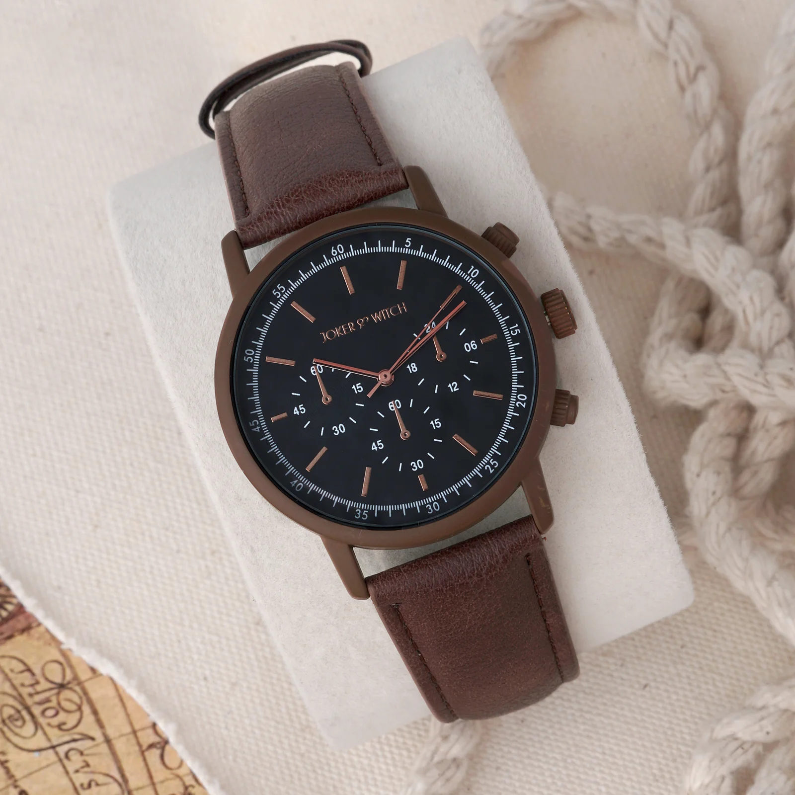 Laanda Black Large Dial Brown PU Strap Men's Watch - Image 2