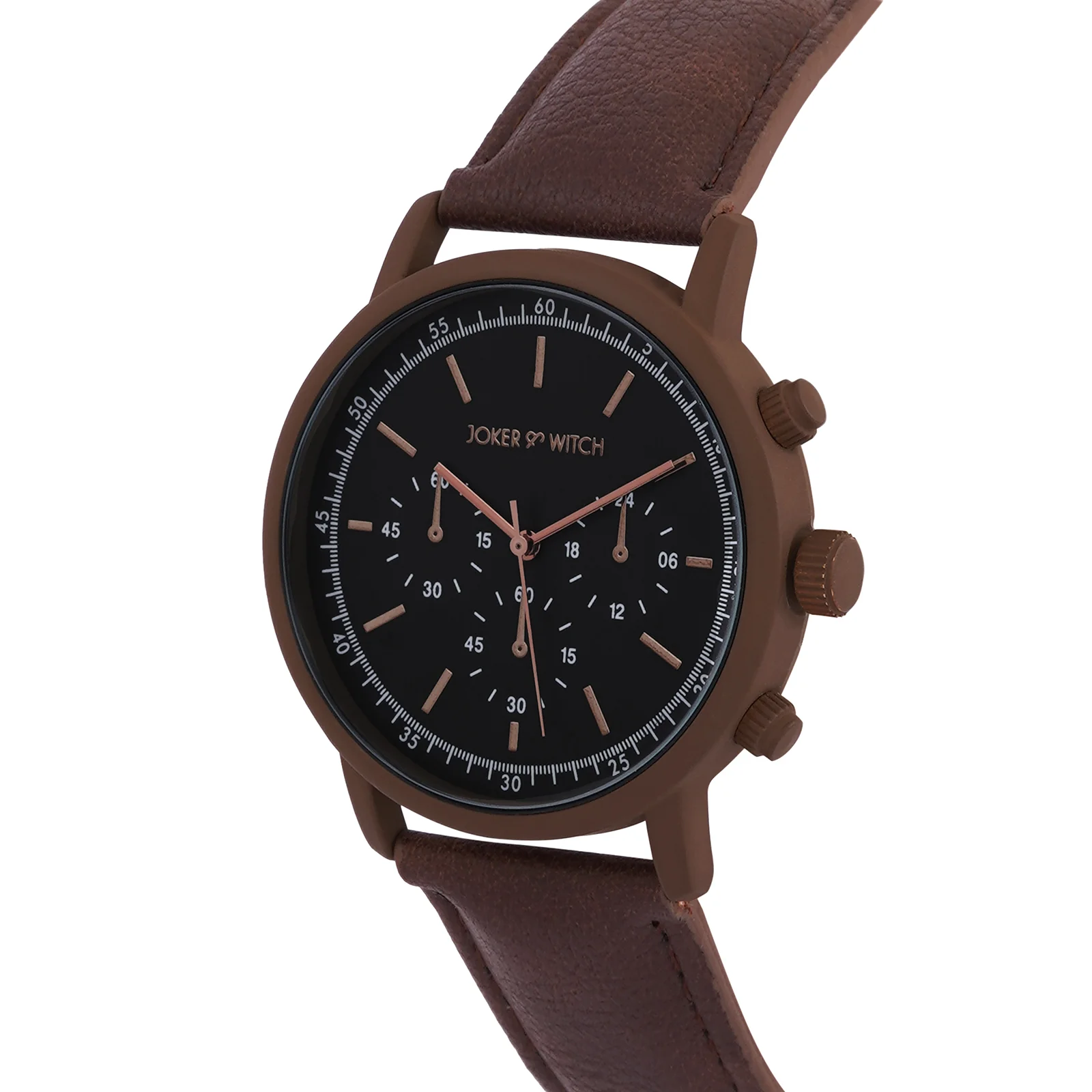 Laanda Black Large Dial Brown PU Strap Men's Watch - Image 4