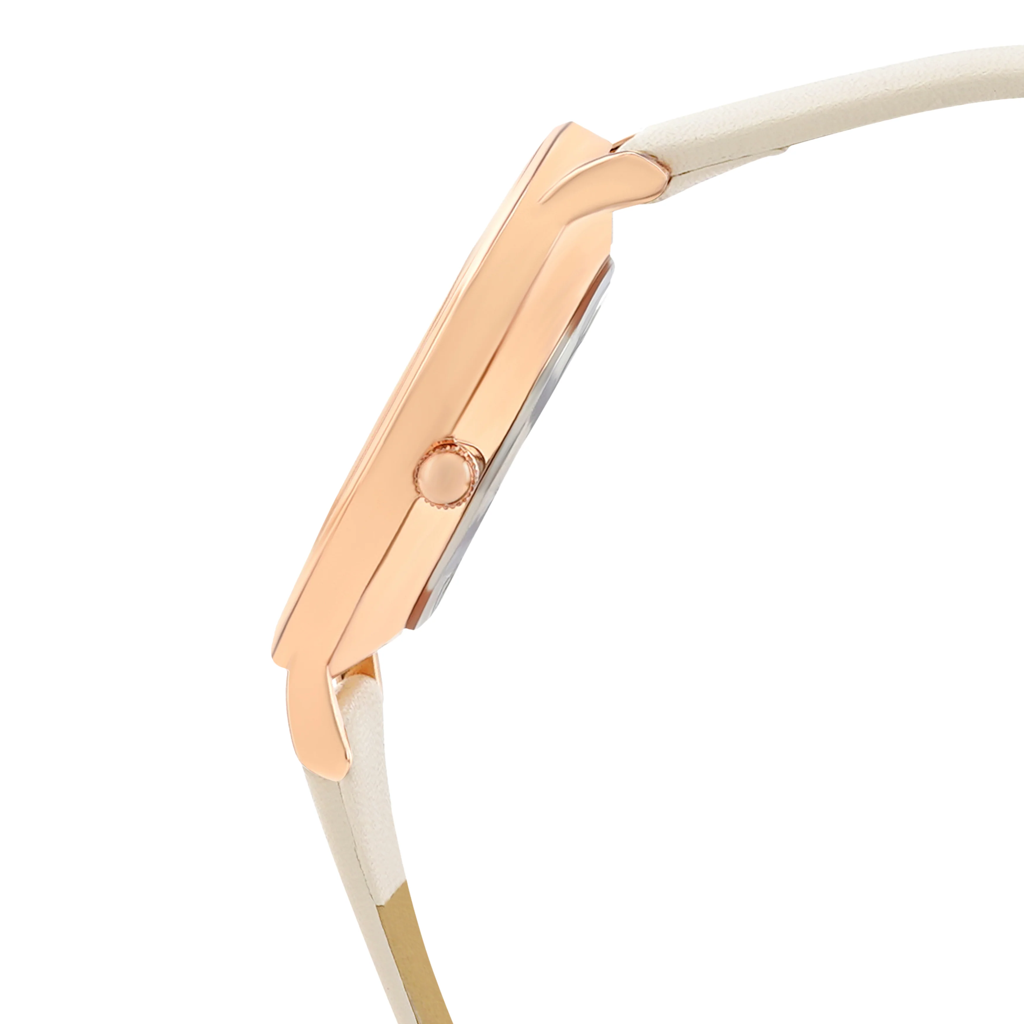 Printed Leaf Bay White Medium Dial Beige PU Strap Women's Watch - Image 5