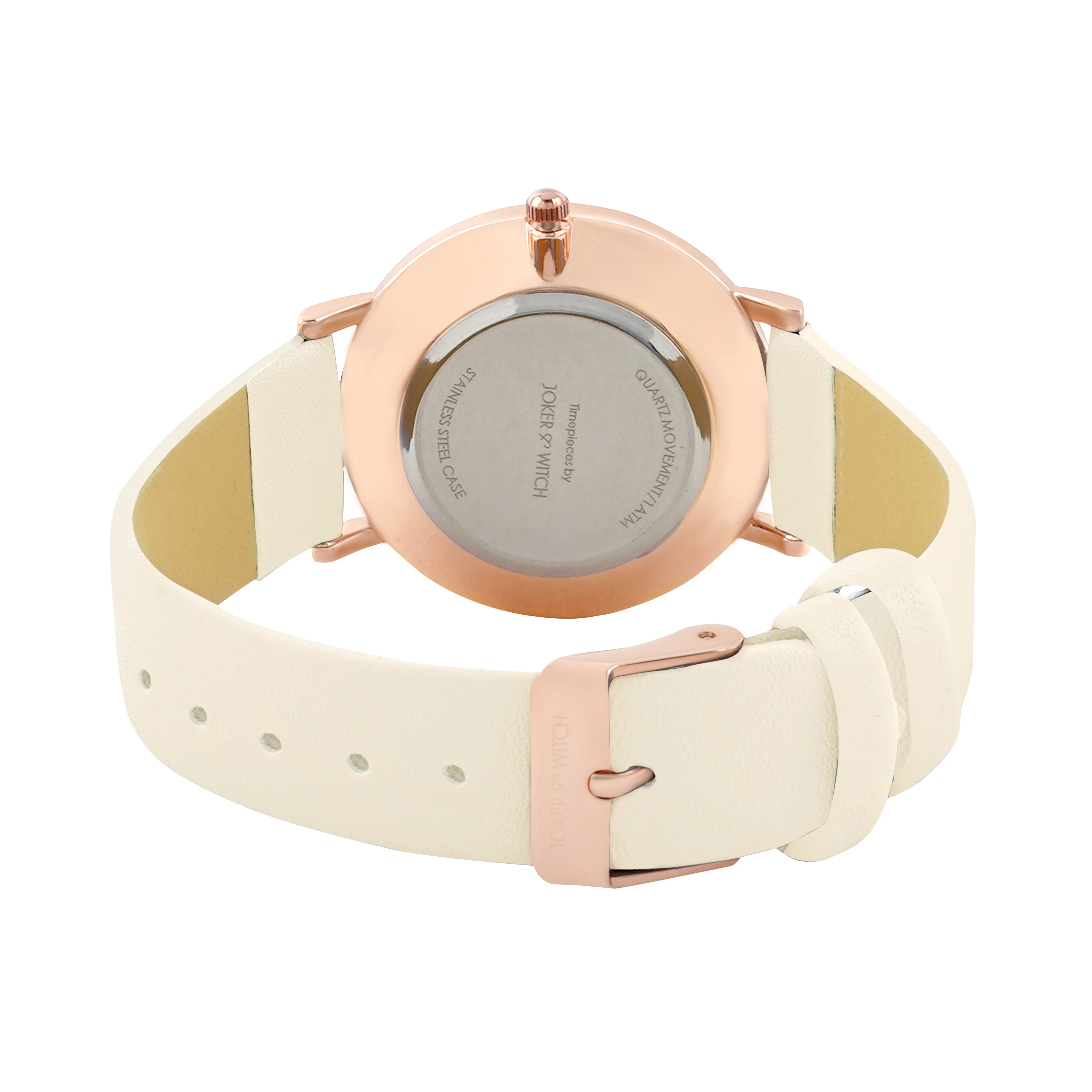Printed Leaf Bay White Medium Dial Beige PU Strap Women's Watch - Image 6
