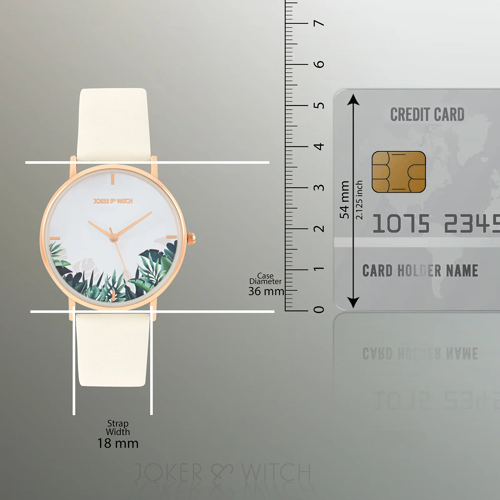 Printed Leaf Bay White Medium Dial Beige PU Strap Women's Watch - Image 8