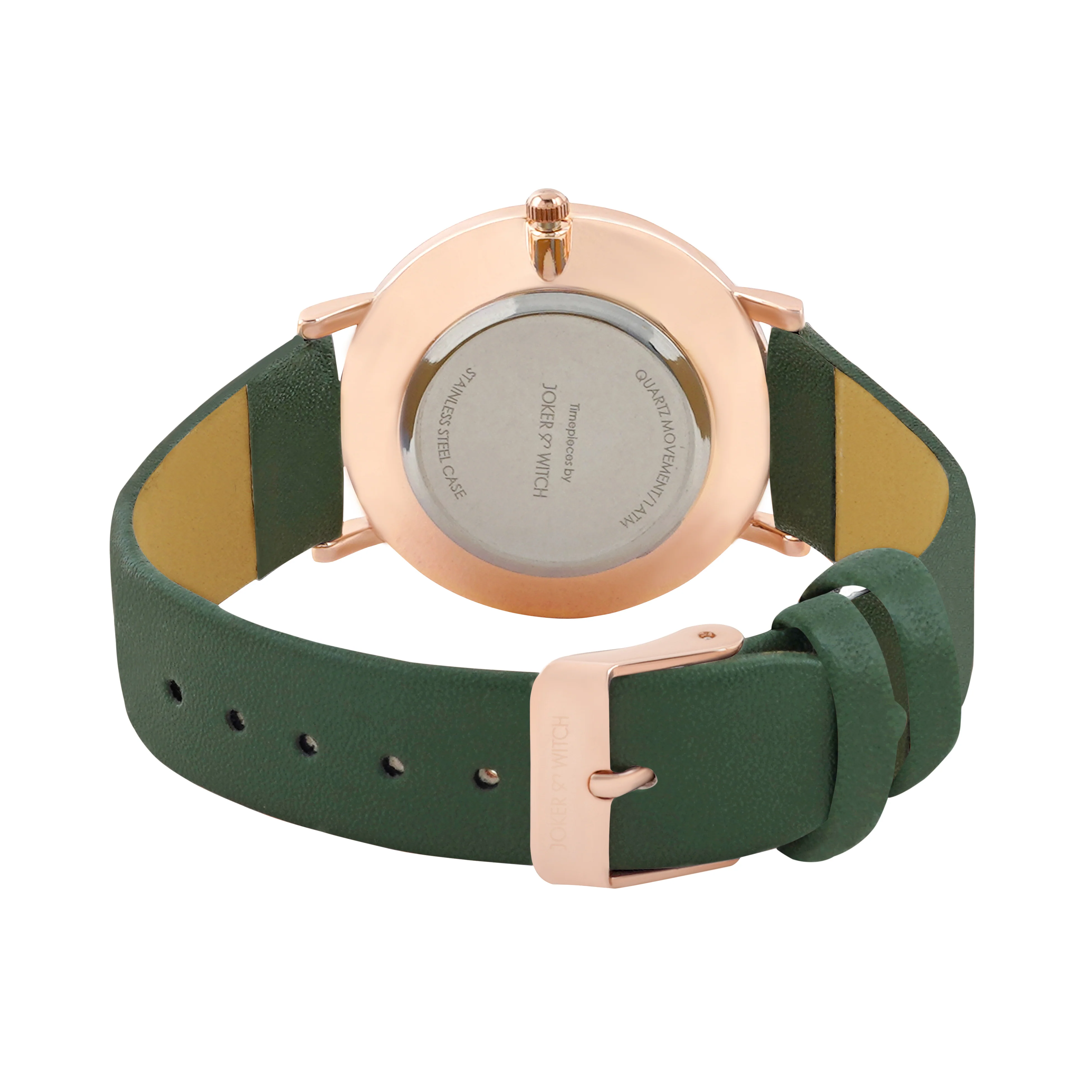 Printed Leaf Bay White Medium Dial Dark Green PU Strap Women's Watch - Image 6