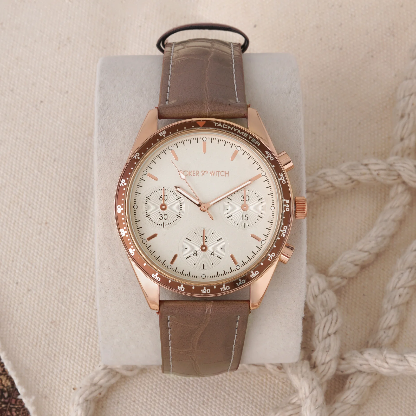Legolas Beige XLarge Dial Mink PU Strap Men's Watch - Image 2