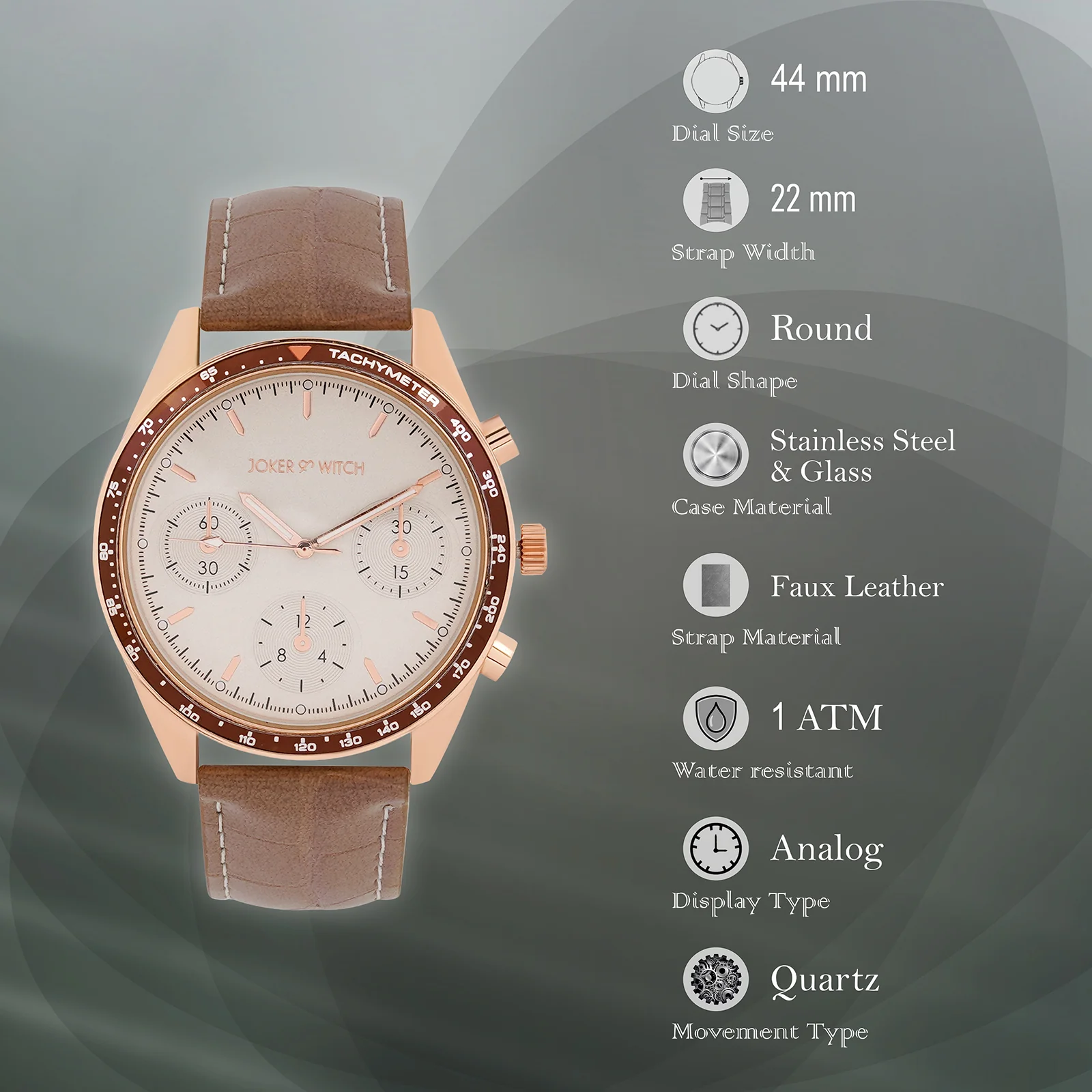 Legolas Beige XLarge Dial Mink PU Strap Men's Watch - Image 7