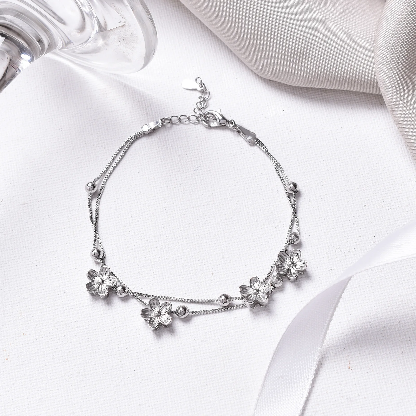 Leif Floral Silver Bracelet - Image 2