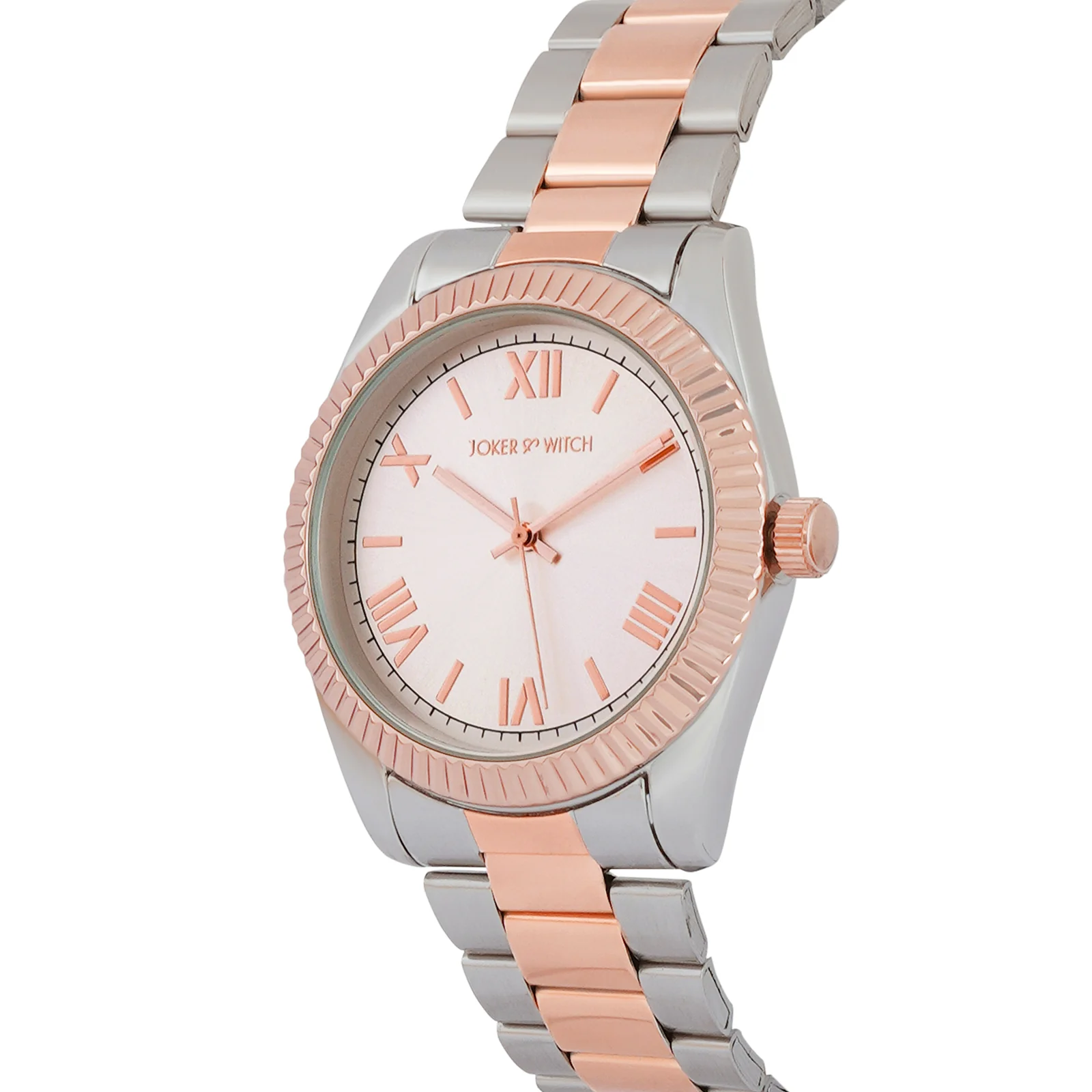 Leigh Rose Gold Large Dial Dual Tone Linked Chain Strap Men's Watch - Image 4