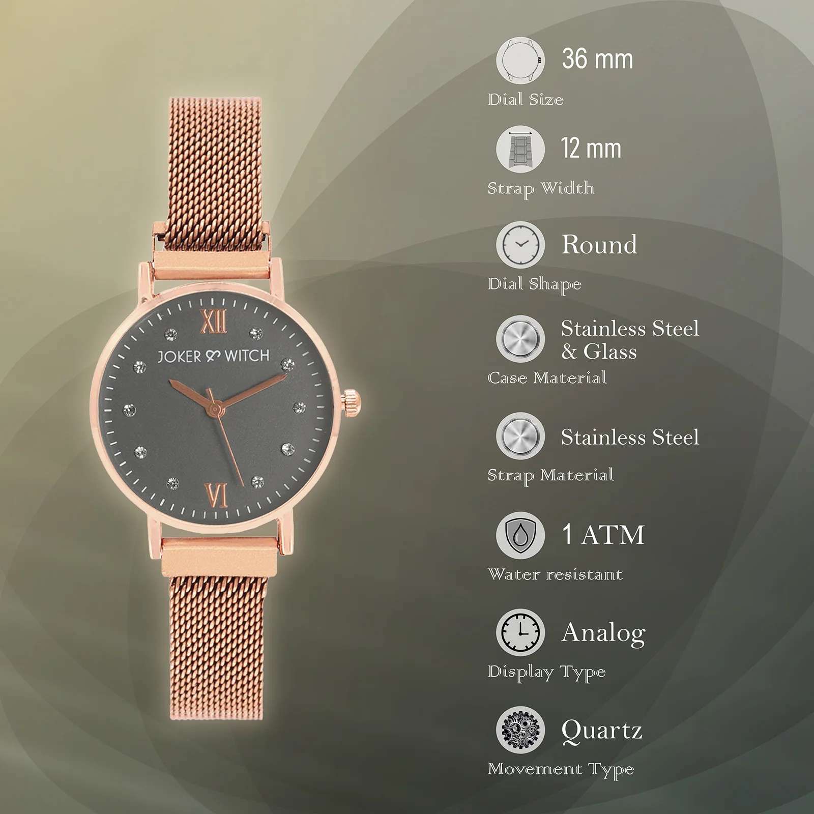 Mini Lexi Grey Small Dial Rose Gold Magnetic Strap Women's Watch - Image 5