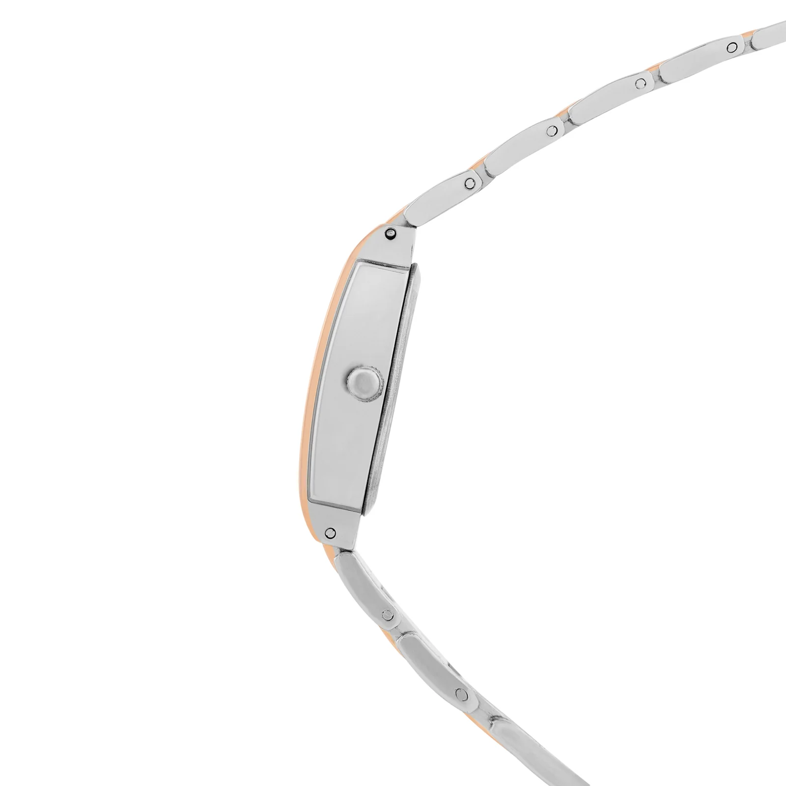 Linear Black Mini Rectangle Rhinestone Dial Dual Tone Linked Chain Strap Women's Watch - Image 5