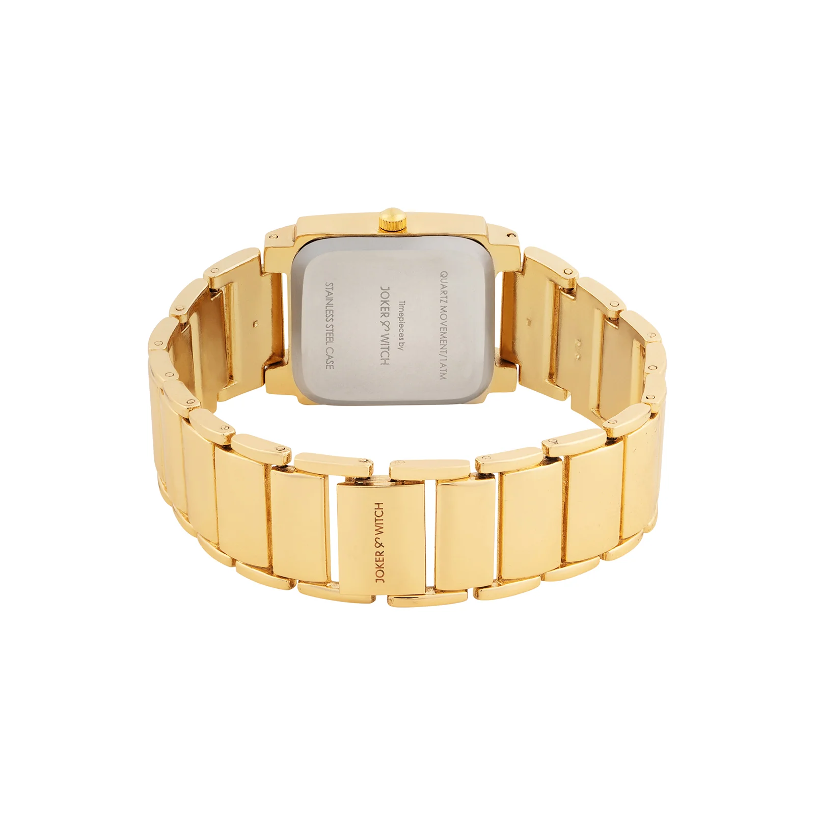 Linear Taupe Small Rectangle Rhinestone Dial Gold Linked Chain Strap Women's Watch - Image 6