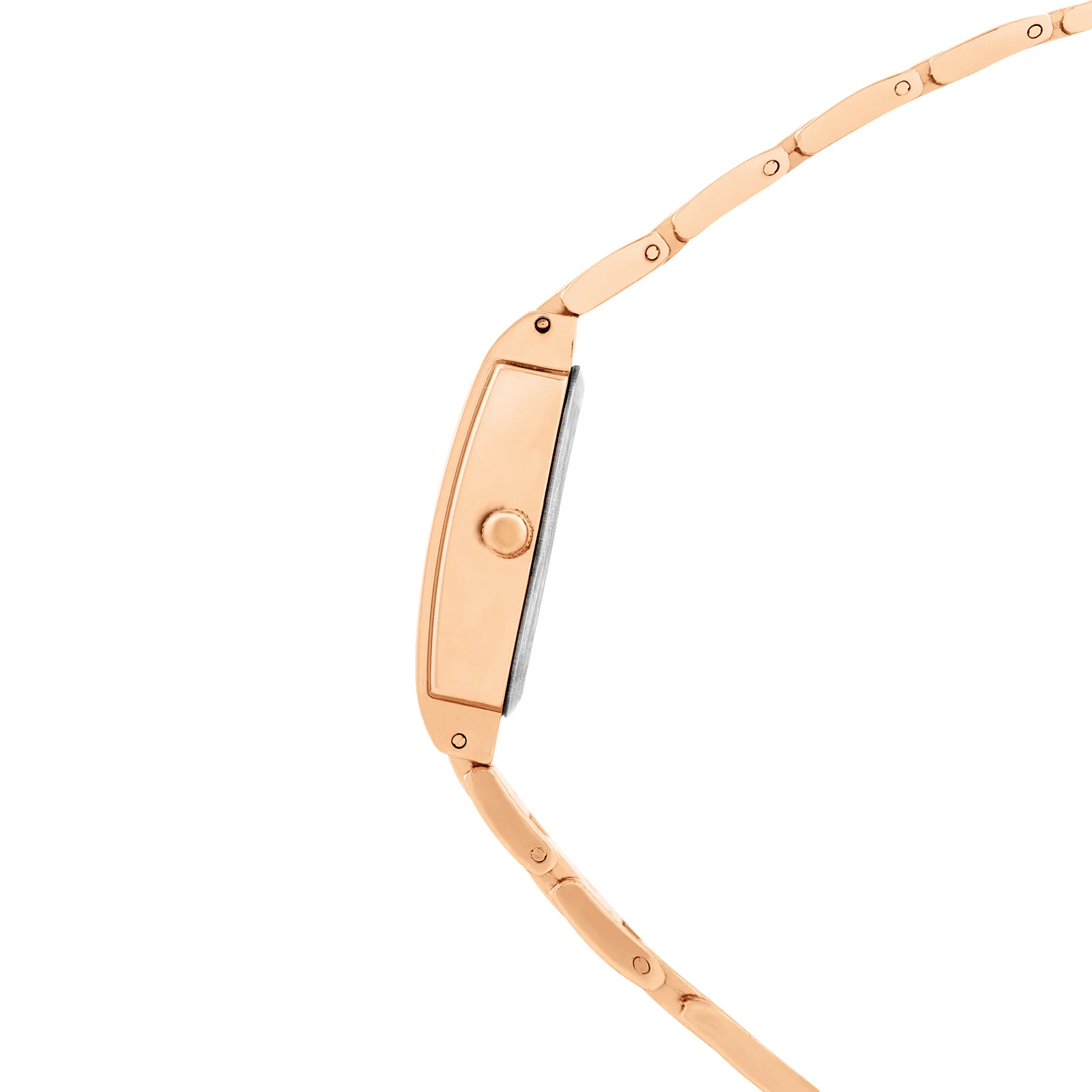 Linear Black Mini Rectangle Rhinestone Dial Rose Gold Linked Chain Strap Women's Watch - Image 5