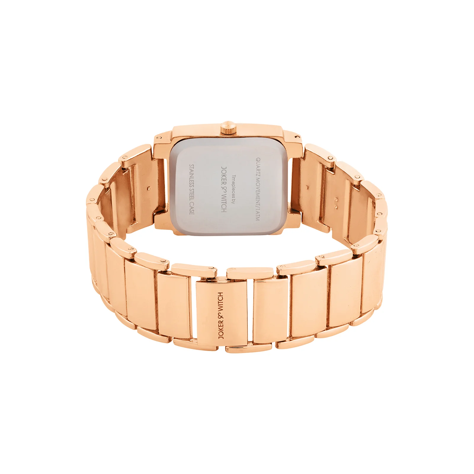Linear Black Mini Rectangle Rhinestone Dial Rose Gold Linked Chain Strap Women's Watch - Image 6