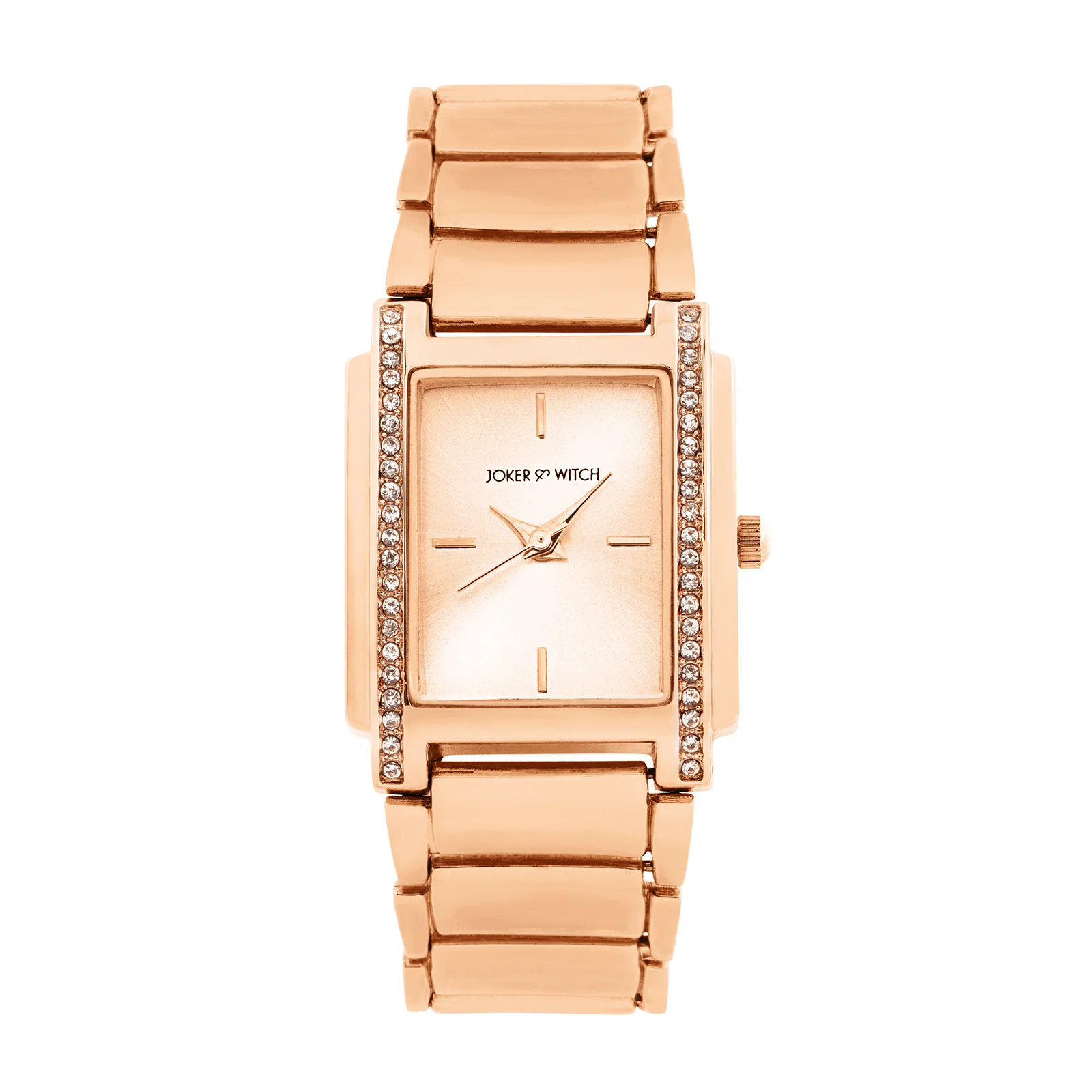 Linear Rose Gold Small Rectangle Rhinestone Dial Linked Chain Strap Women's Watch - Image 3