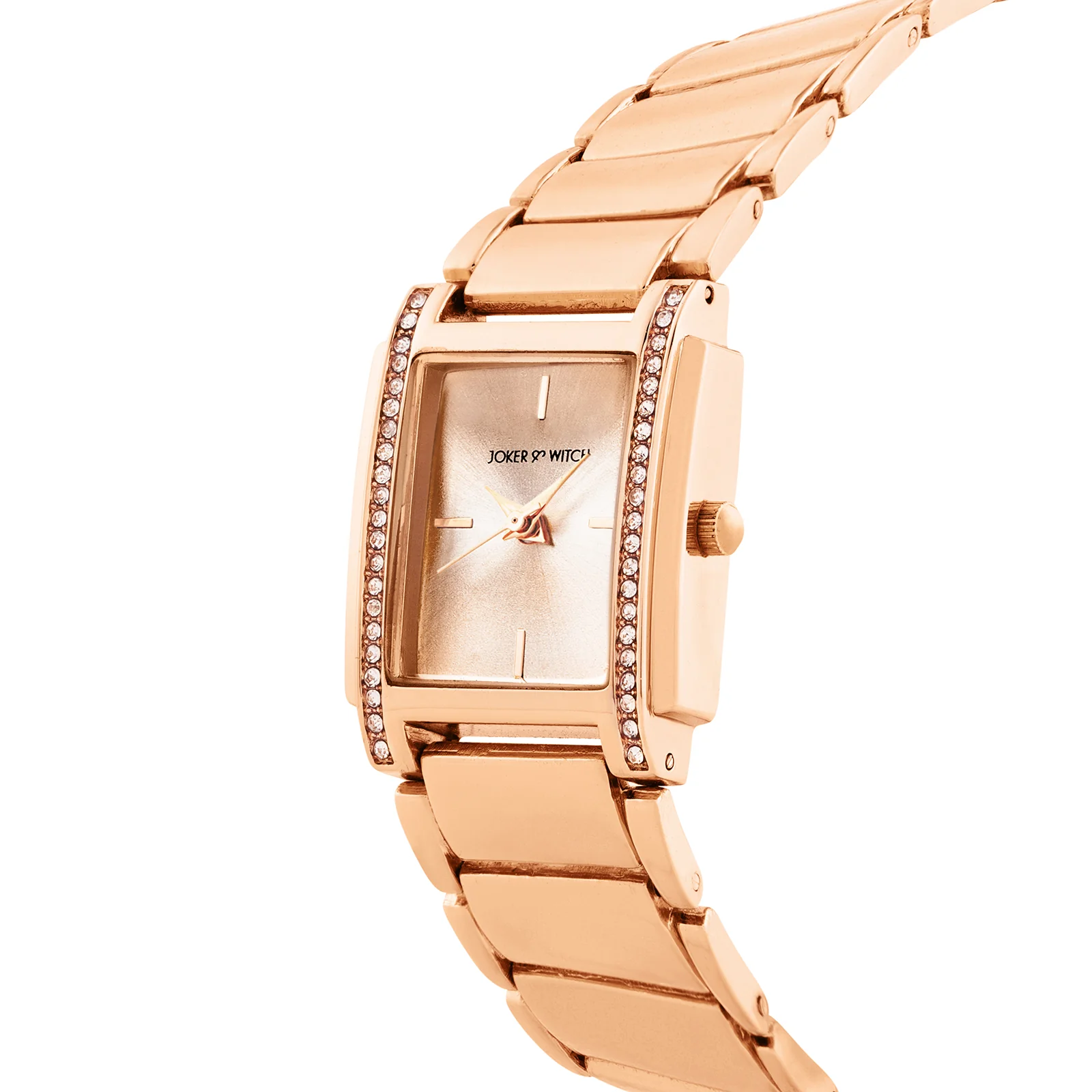 Linear Rose Gold Small Rectangle Rhinestone Dial Linked Chain Strap Women's Watch - Image 4