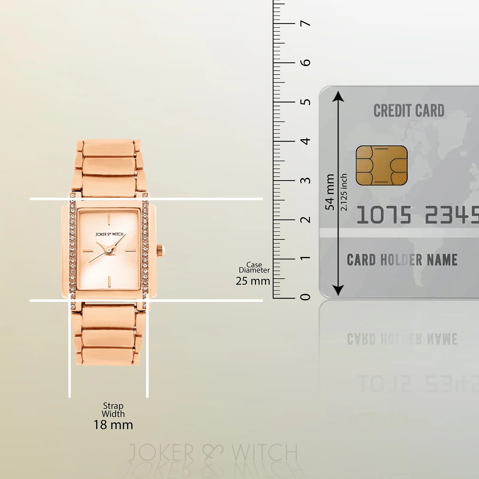 Linear Rose Gold Small Rectangle Rhinestone Dial Linked Chain Strap Women's Watch - Image 8