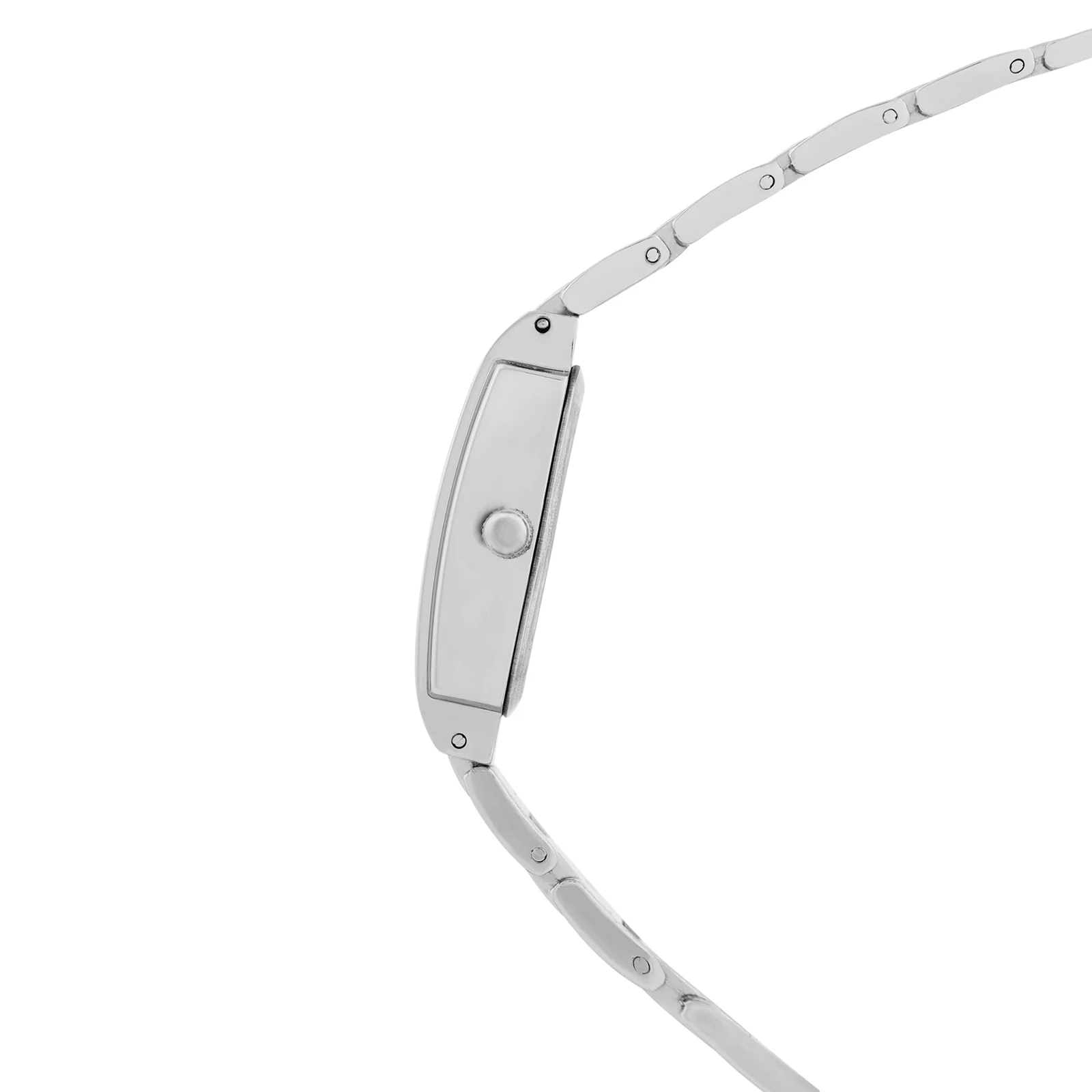 Linear Black Mini Rectangle Rhinestone Dial Silver Linked Chain Strap Women's Watch - Image 5
