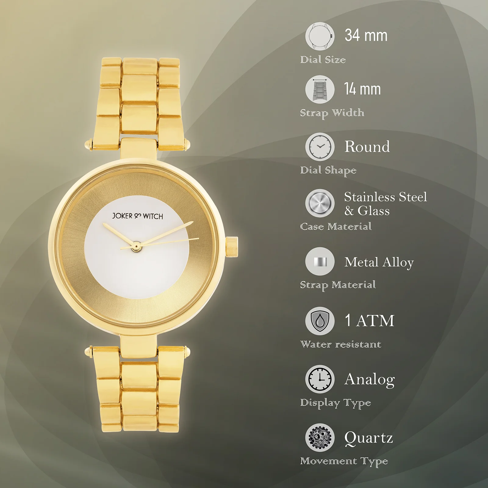 Liora Gold Medium Dial Linked Chain Strap Women's Watch - Image 7