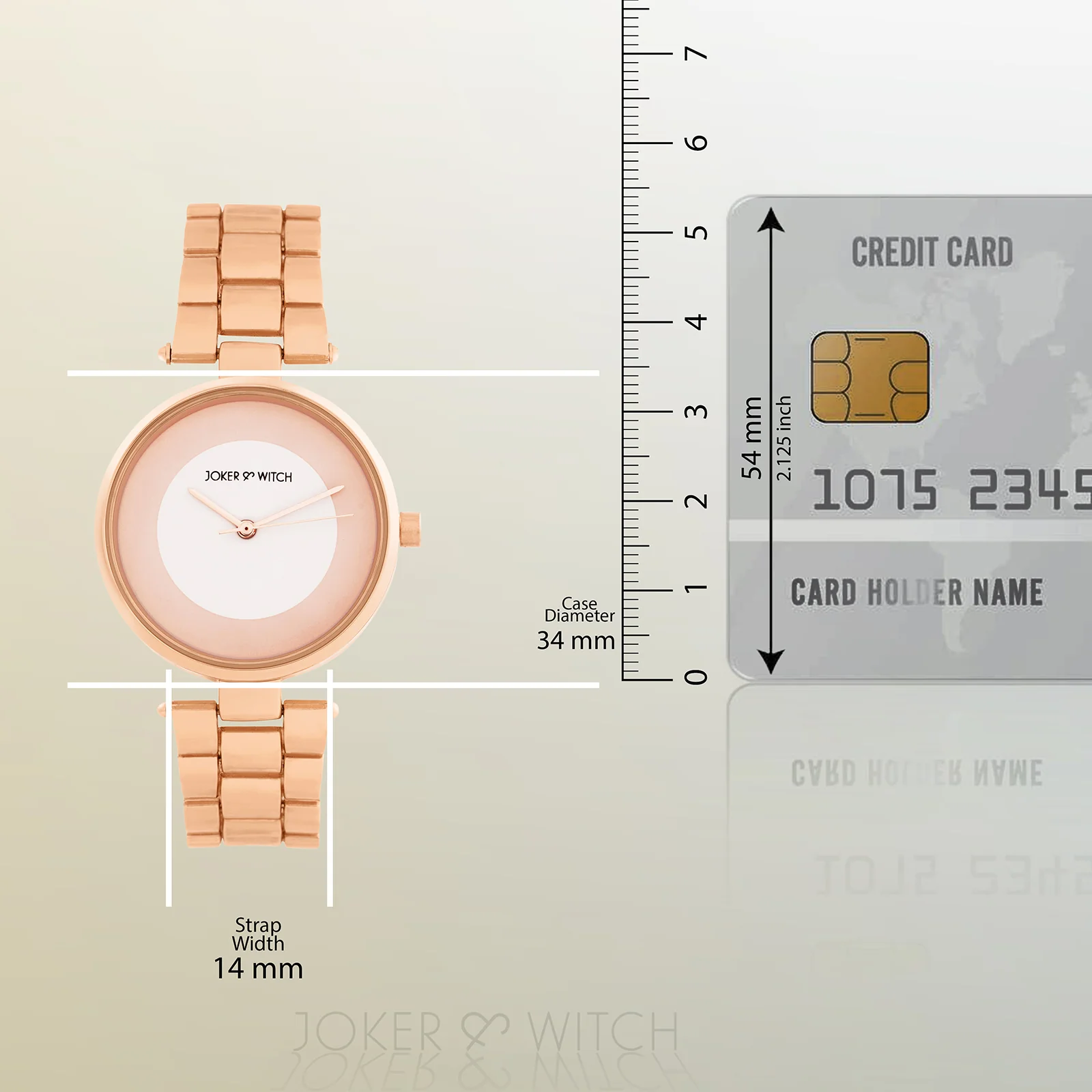 Liora White Medium Dial Rose Gold Linked Chain Strap Women's Watch - Image 8
