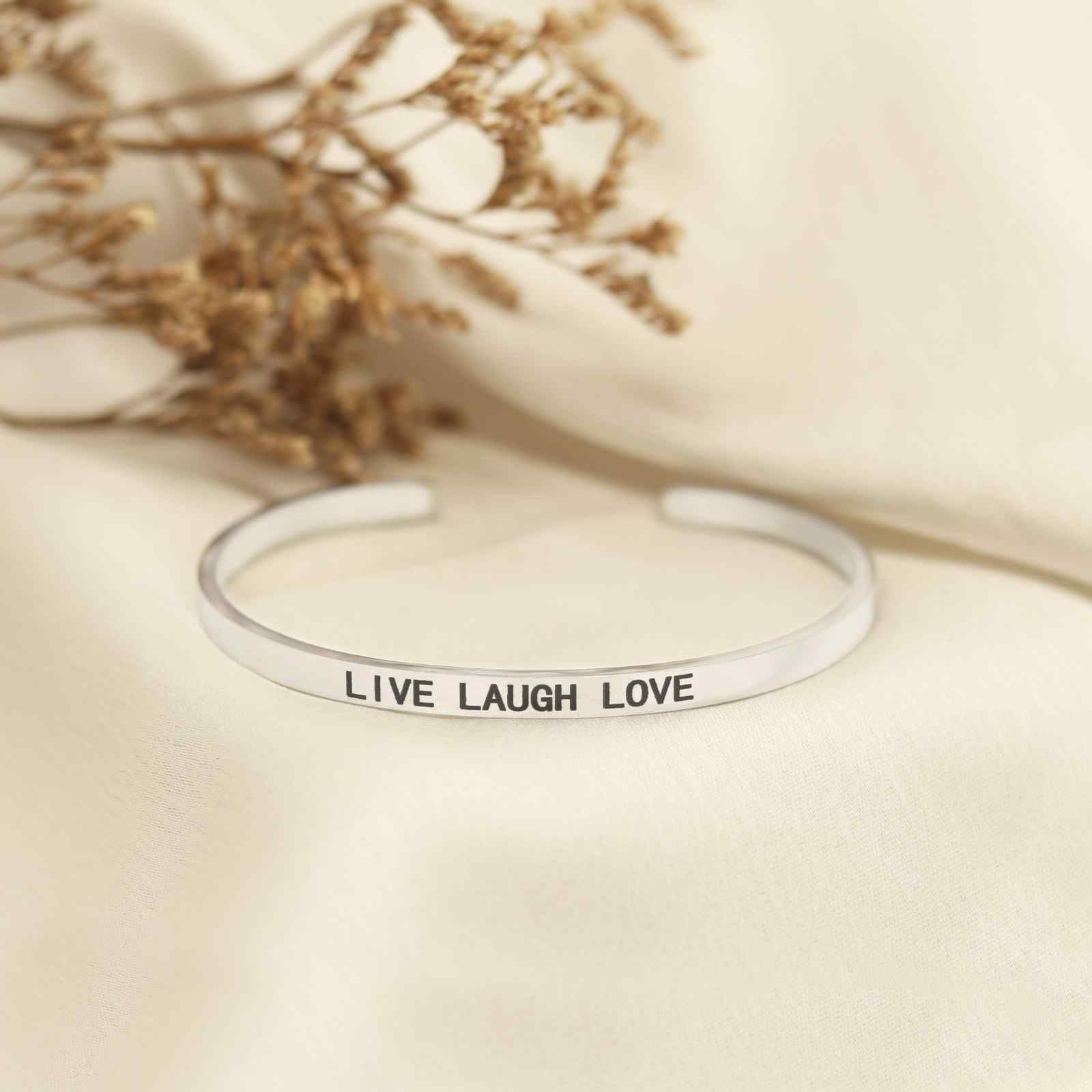 Live Laugh Love Silver Mantra Band - Image 2