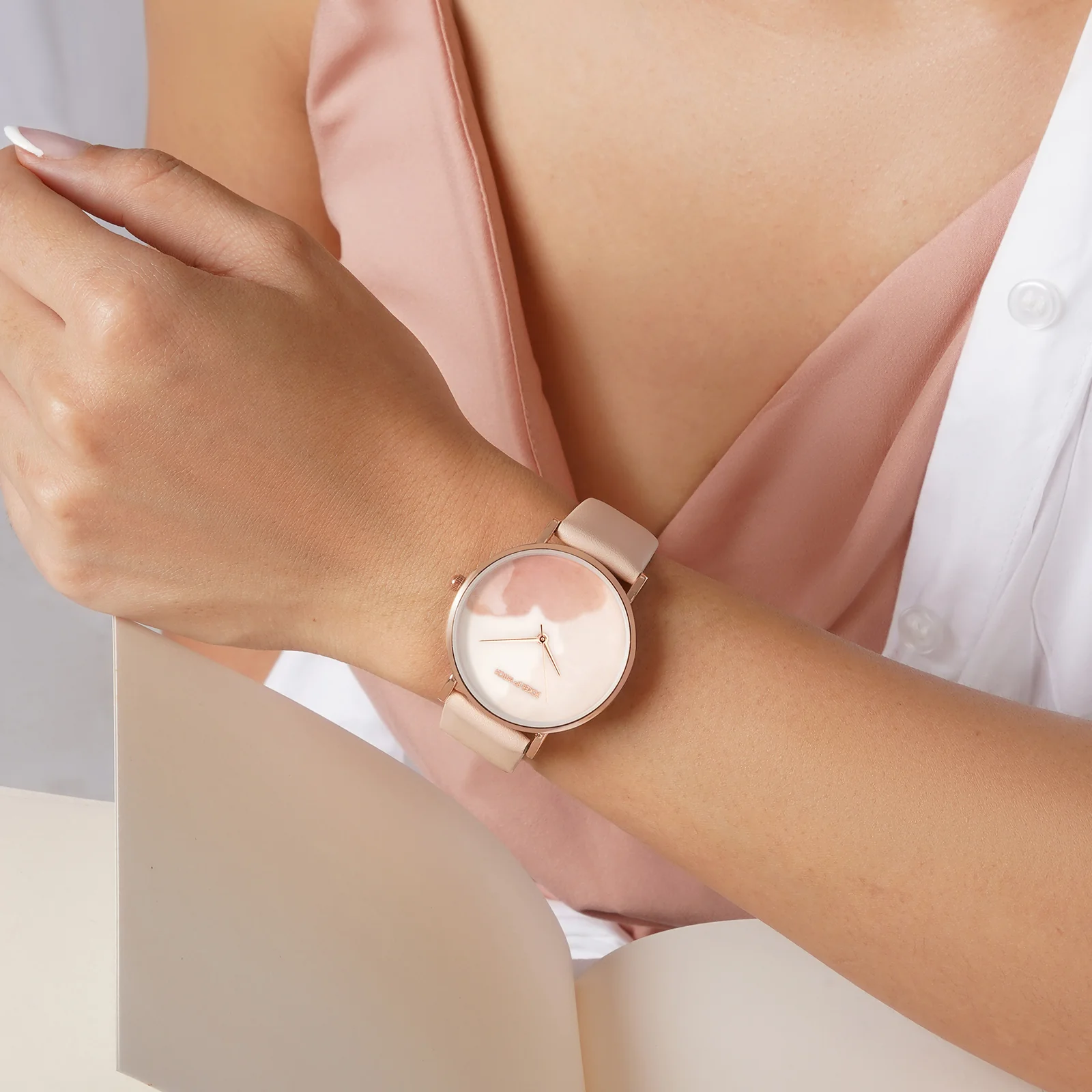 Printed Lively Beige Medium Dial PU Strap Women's Watch - Image 2