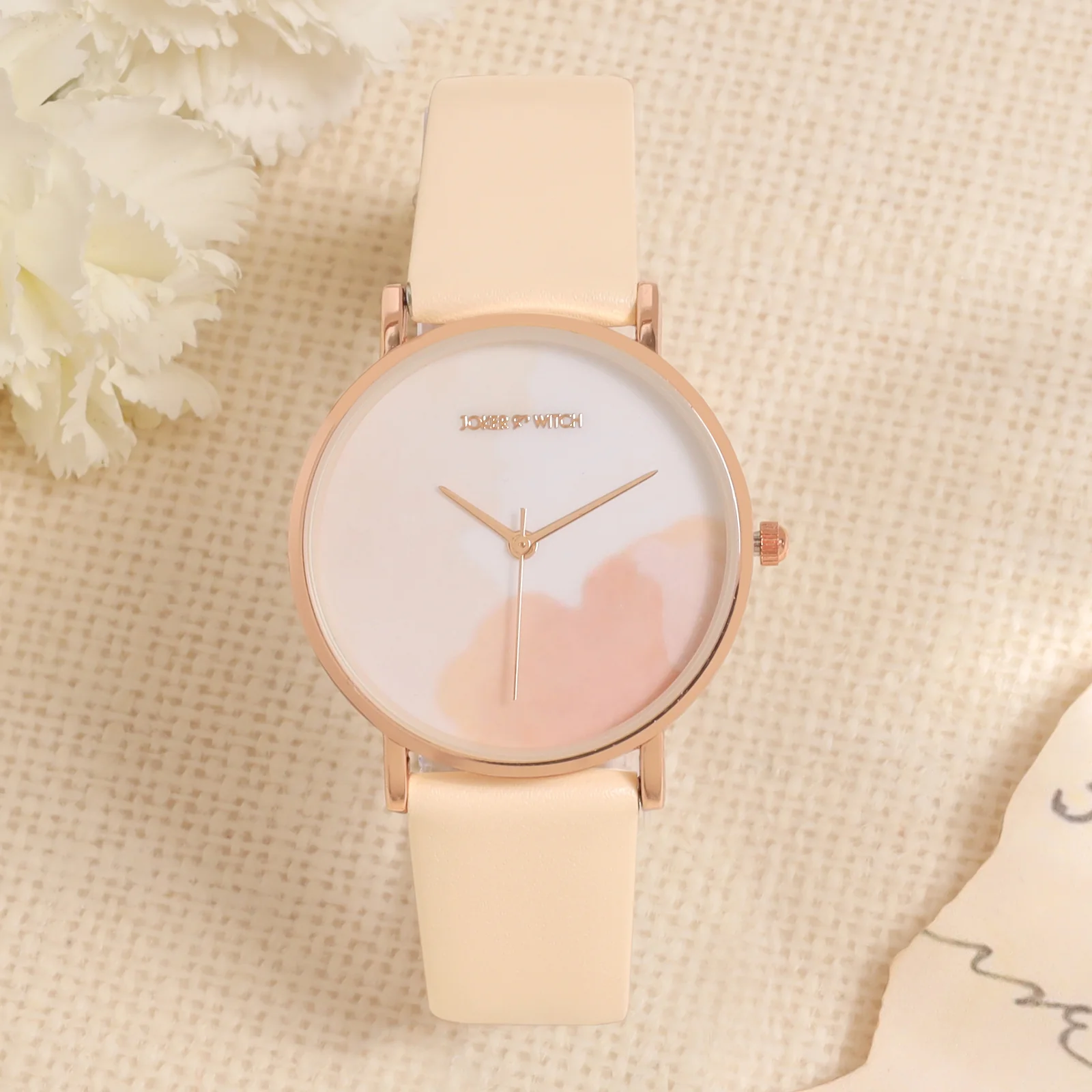 Printed Lively Beige Medium Dial PU Strap Women's Watch - Image 3