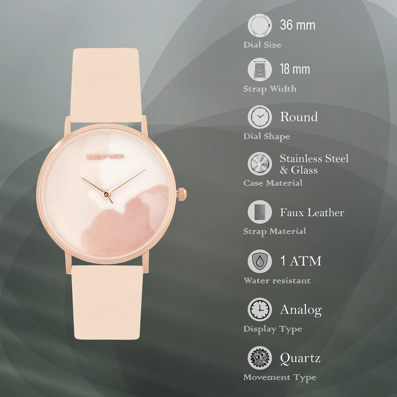 Printed Lively Beige Medium Dial PU Strap Women's Watch - Image 7