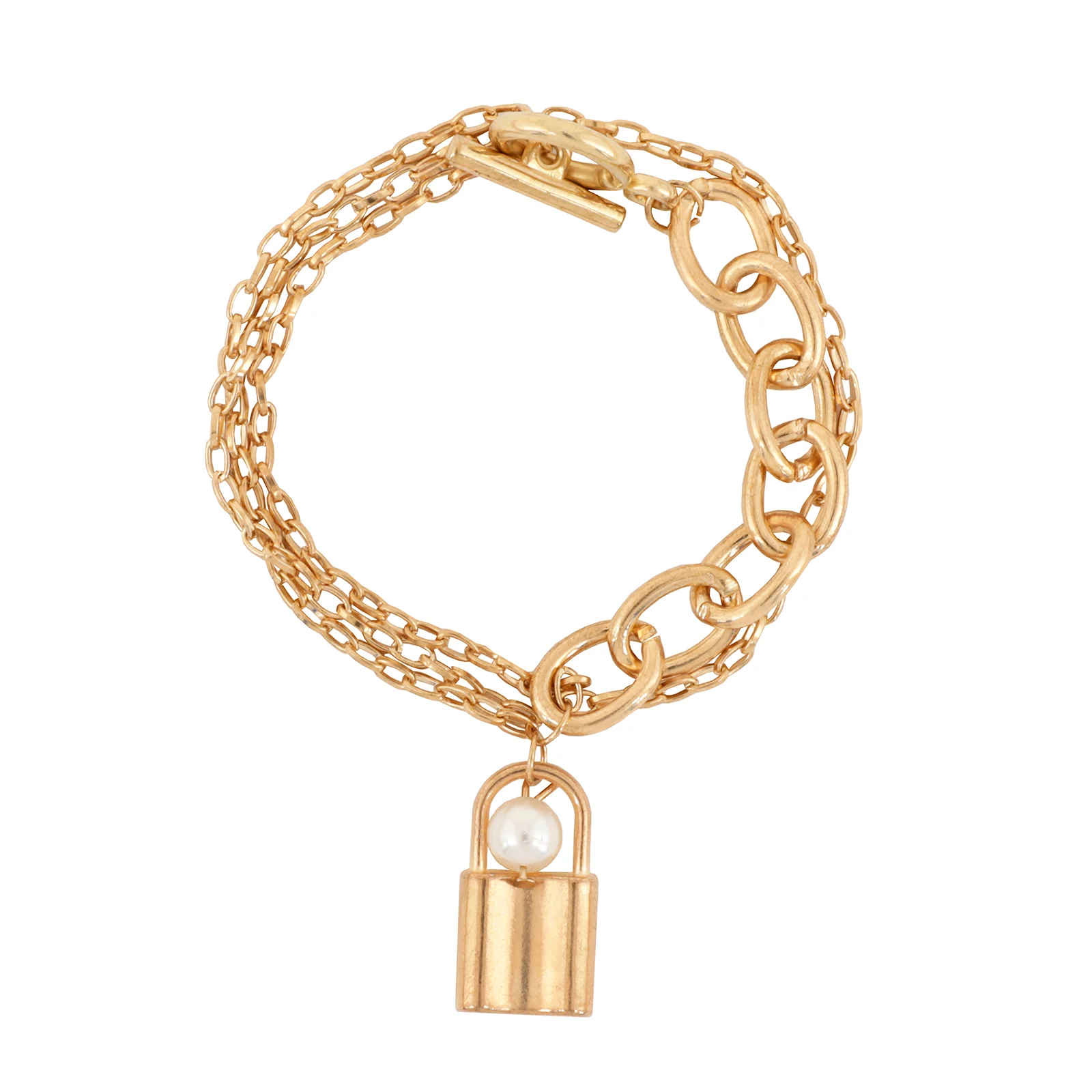 Bewitched Lock Charm Gold Linked Bracelet - Image 3