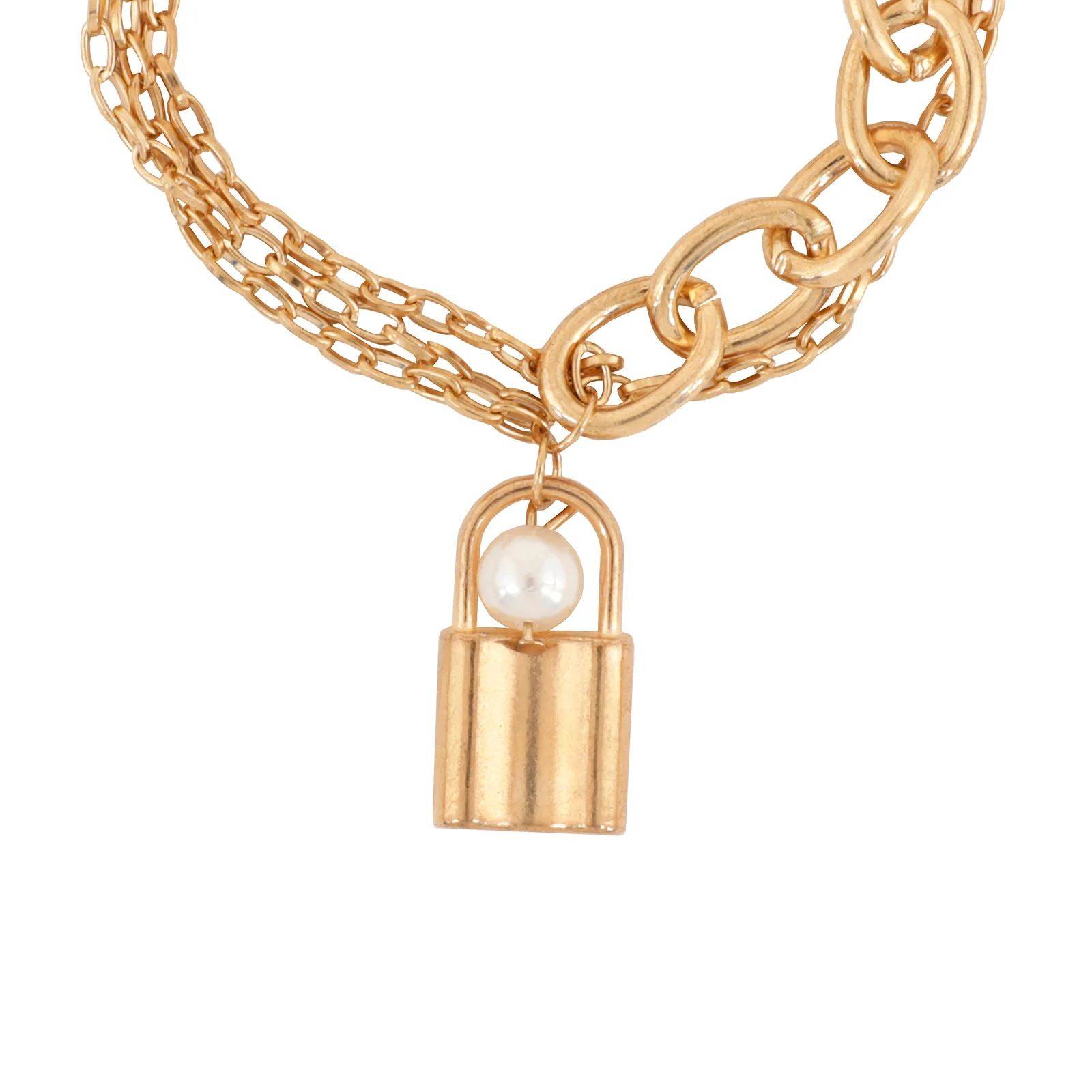 Bewitched Lock Charm Gold Linked Bracelet - Image 4