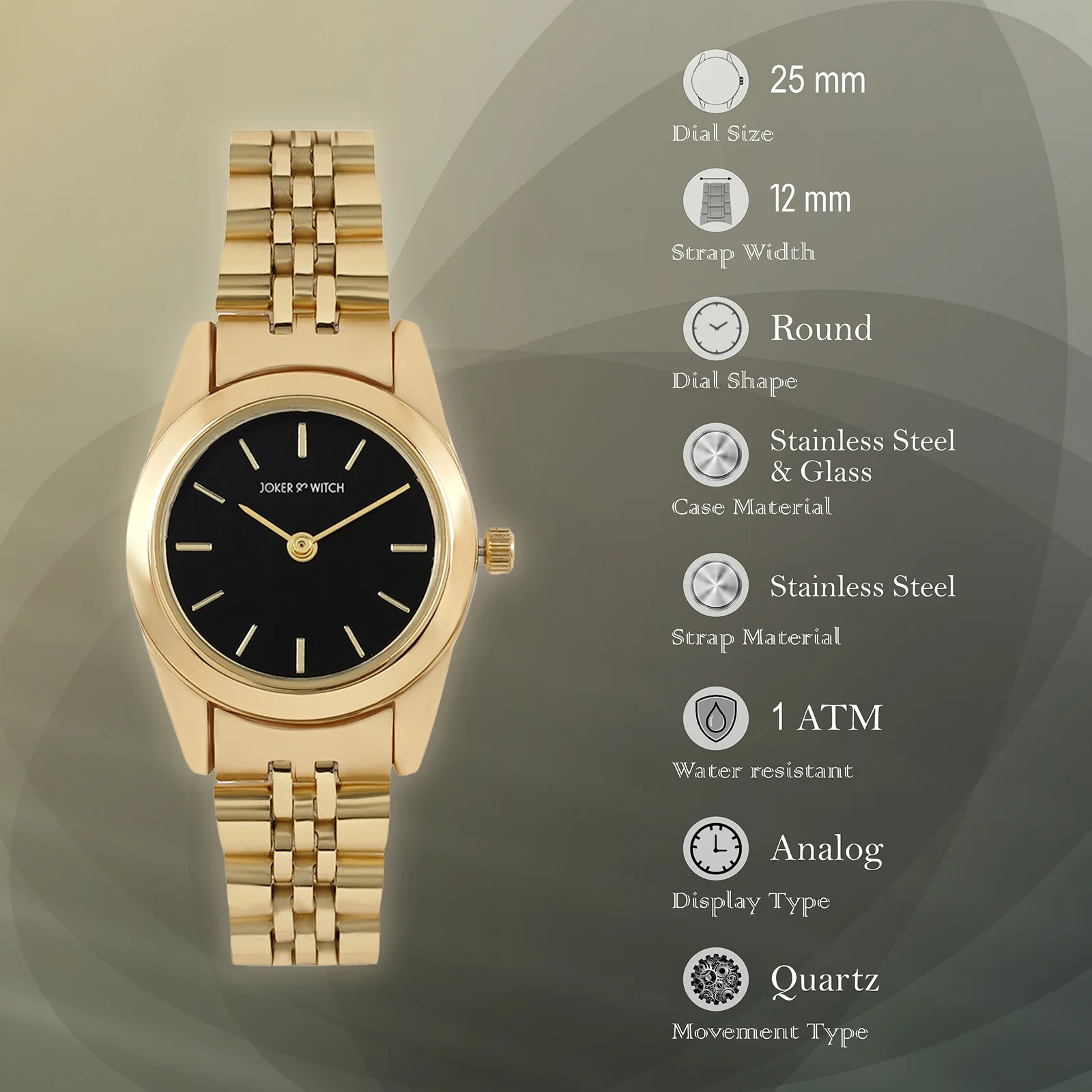 London Black Mini Dial Gold Linked Chain Strap Women's Watch - Image 7