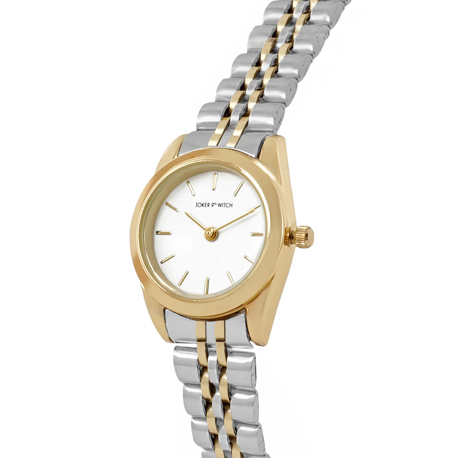 London White Mini Dial Dual Tone Linked Chain Strap Women's Watch - Image 4