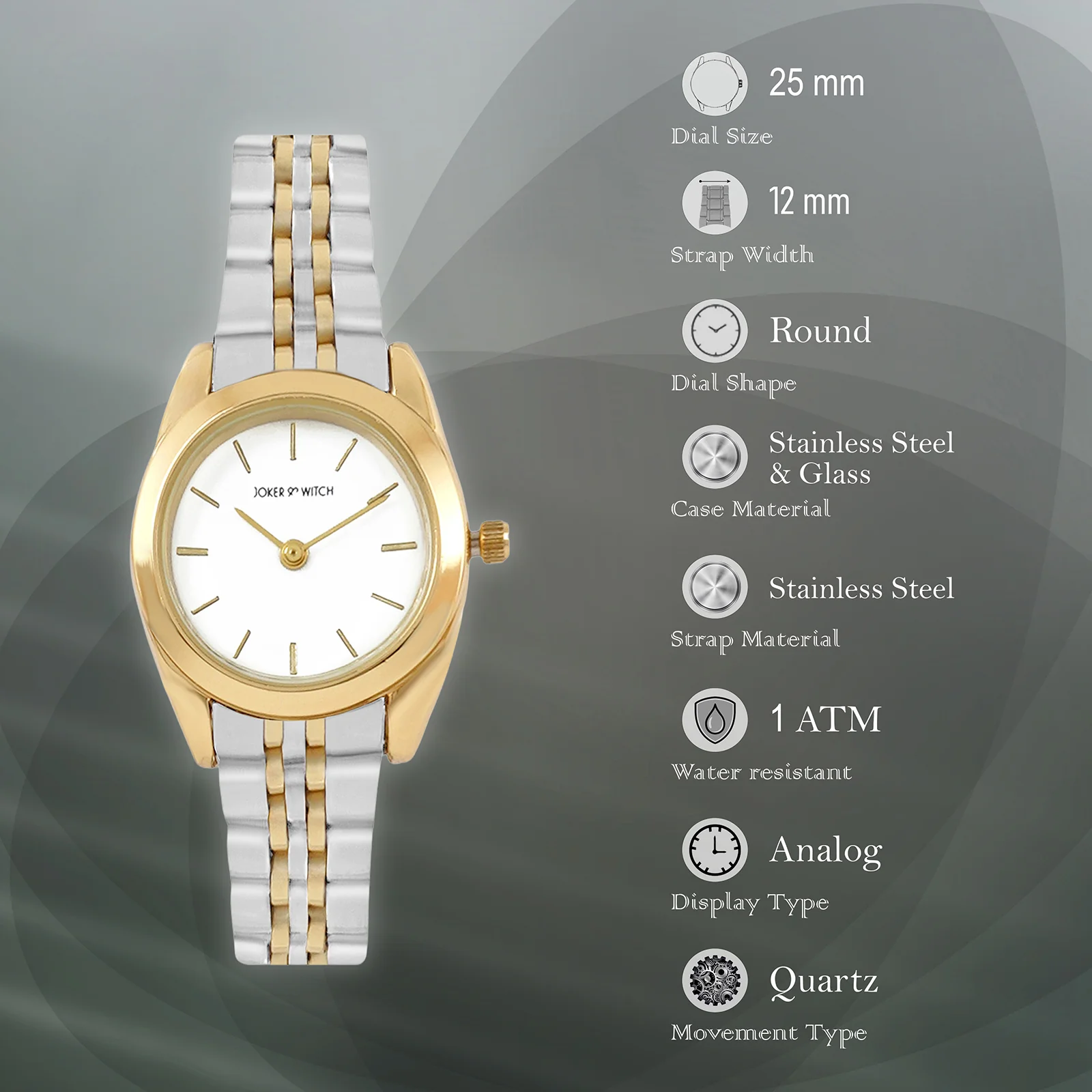 London White Mini Dial Dual Tone Linked Chain Strap Women's Watch - Image 7
