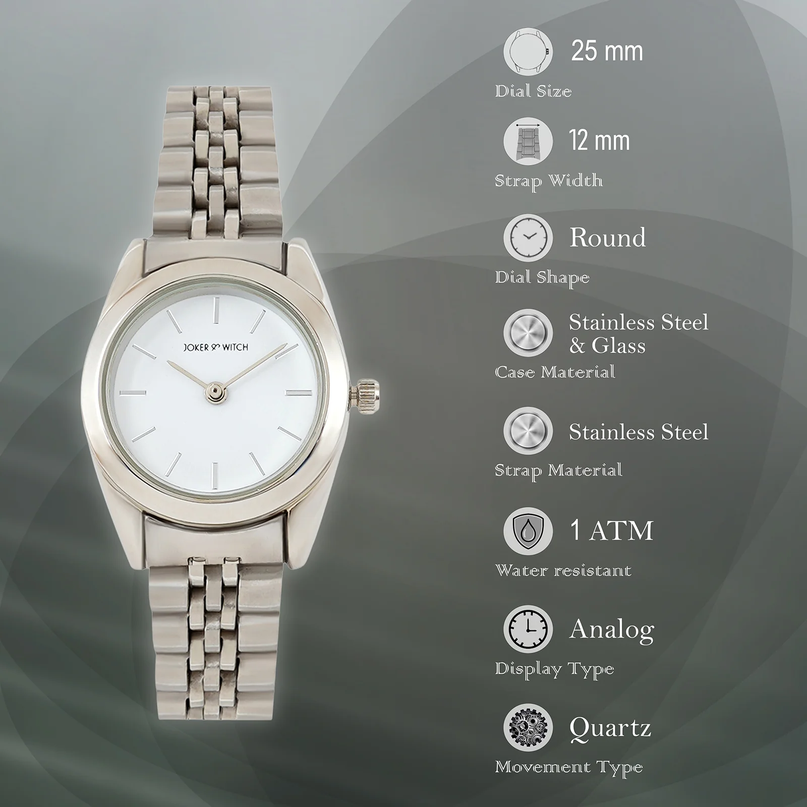 London White Mini Dial Silver Linked Chain Strap Women's Watch - Image 6