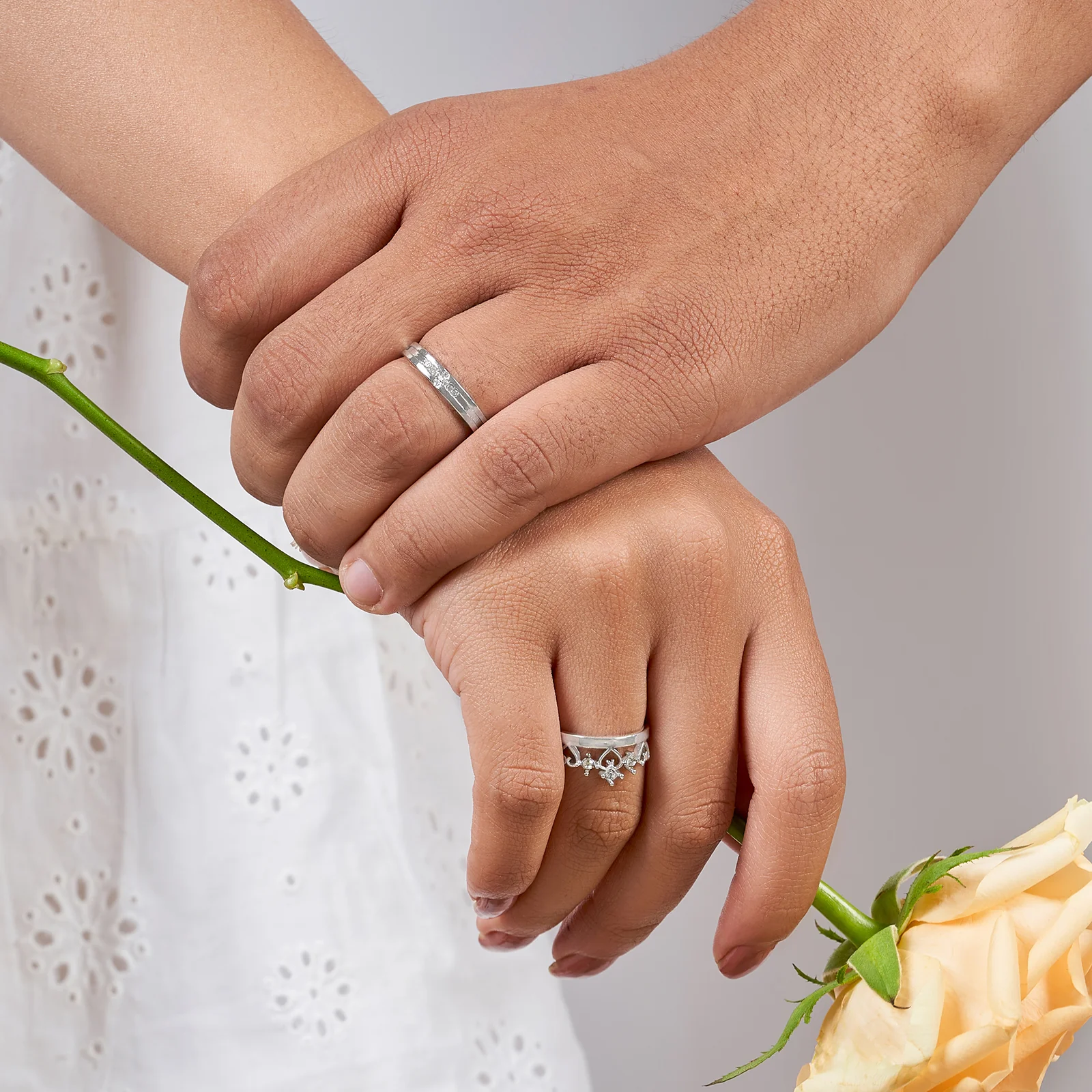Lou & Will Crown Style Couple Rings - Image 2