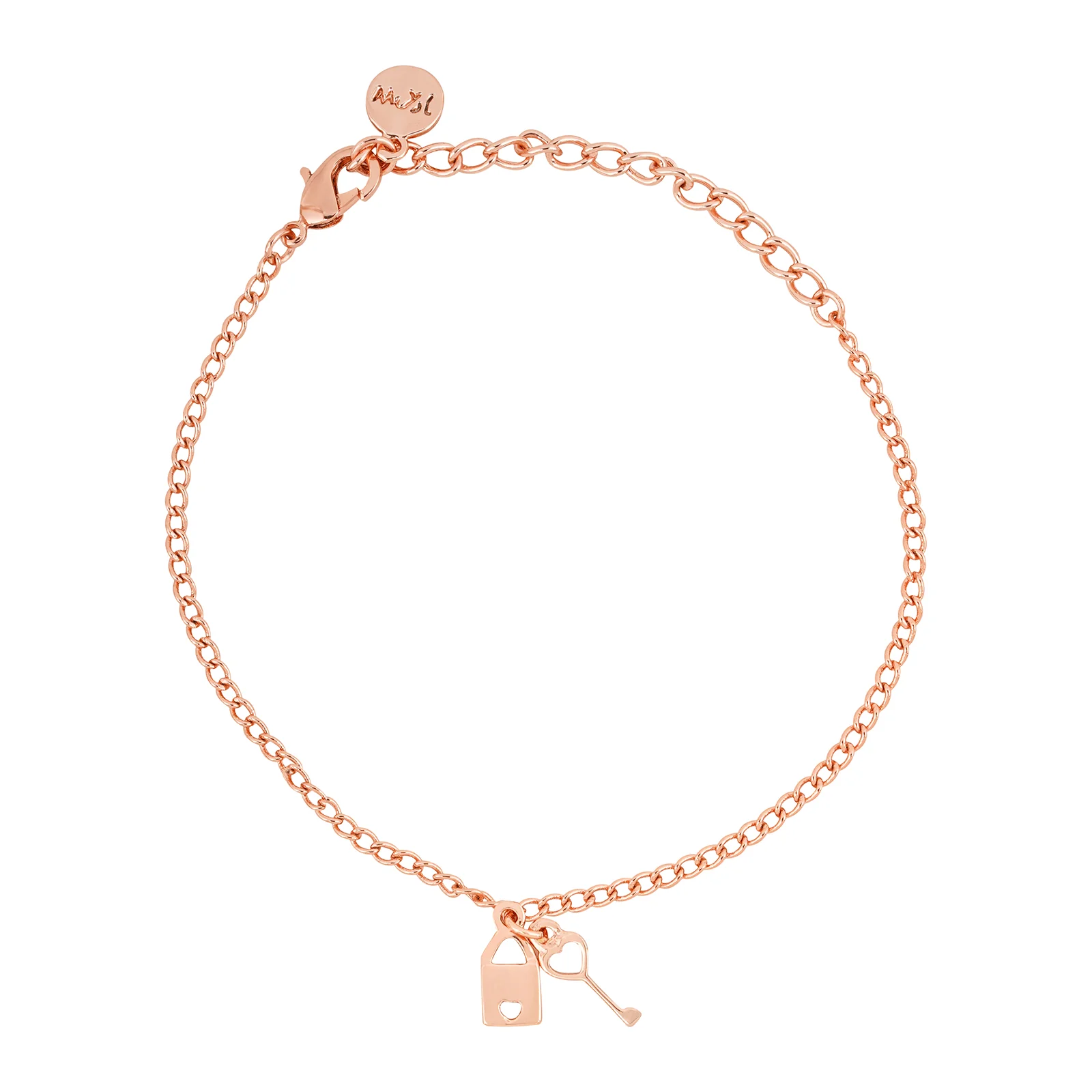 Love Lock Rose Gold Bracelet Charm - Image 3