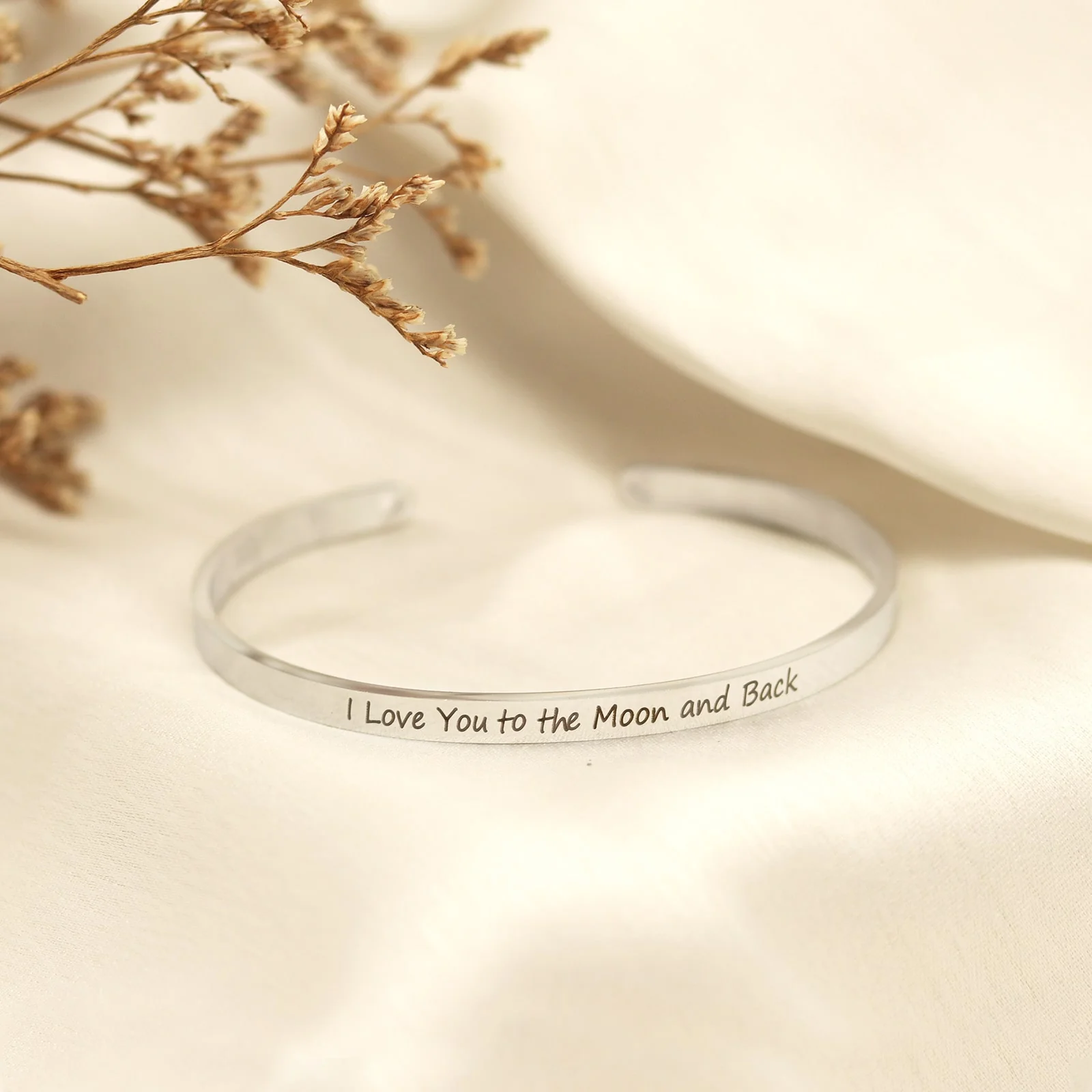 I Love You To The Moon And Back Silver Mantra Bands - Image 2
