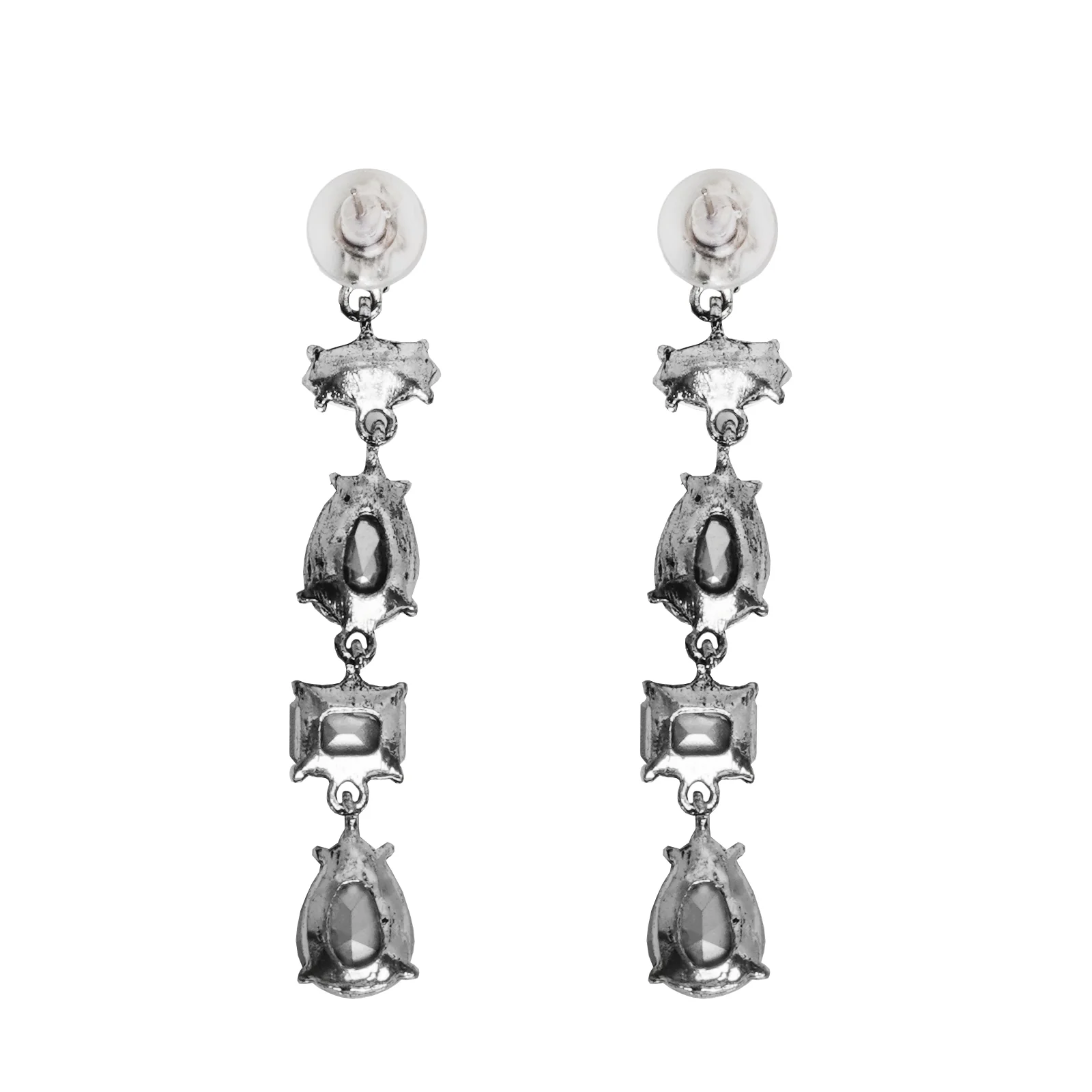 Lucent Black Crystal Drop Earrings - Image 4