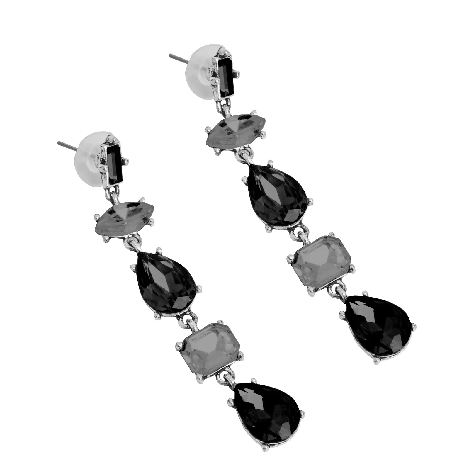 Lucent Black Crystal Drop Earrings - Image 5