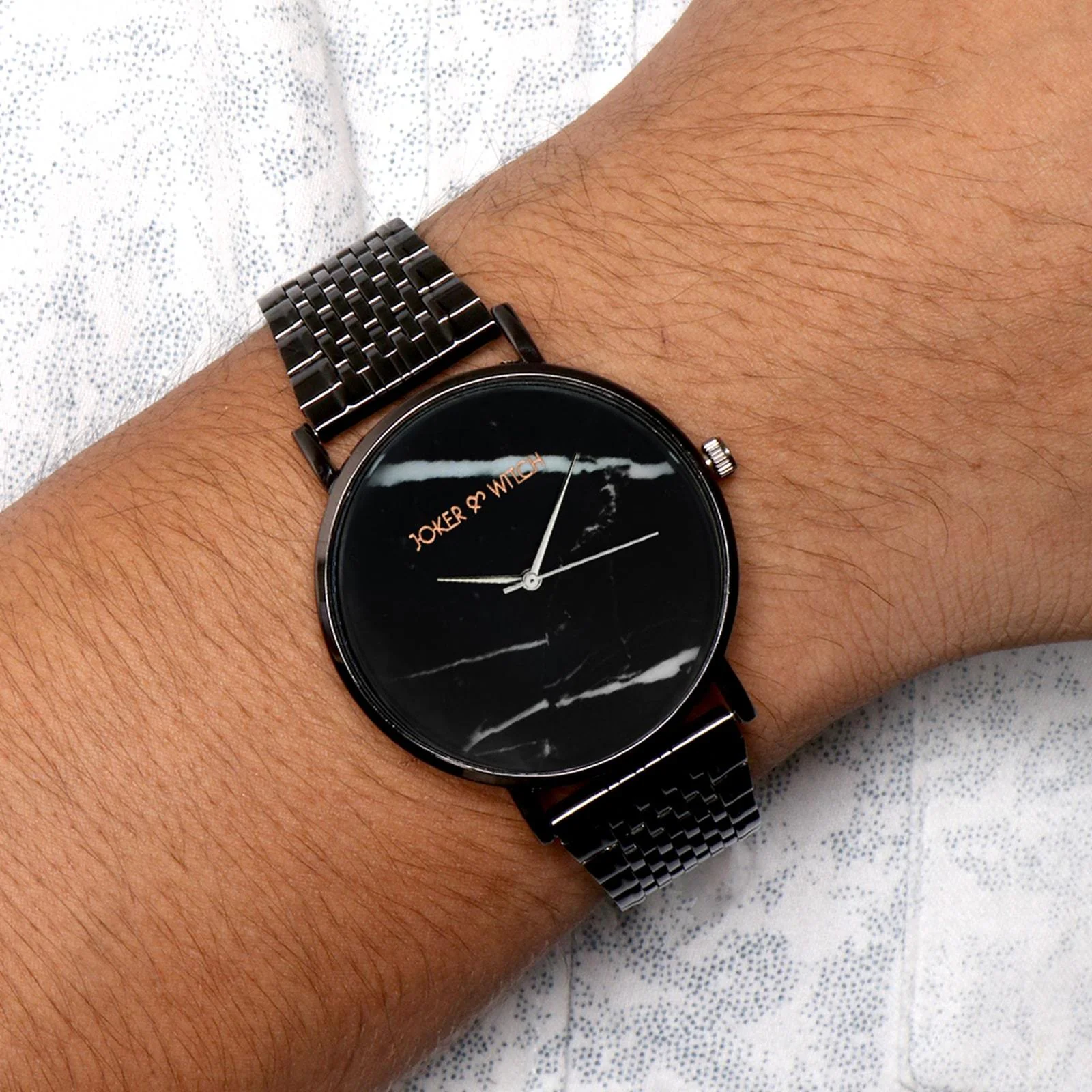 Lucien Black Large Marble Dial Linked Chain Strap Men's Watch - Image 2