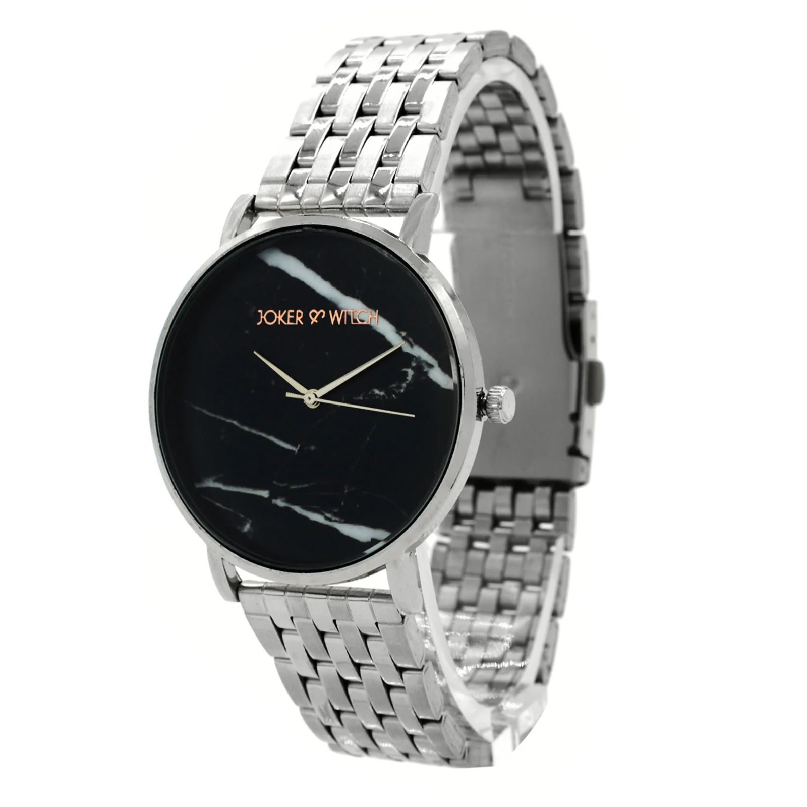 Lucien Black Large Marble Dial Silver Linked Chain Strap Men's Watch - Image 4