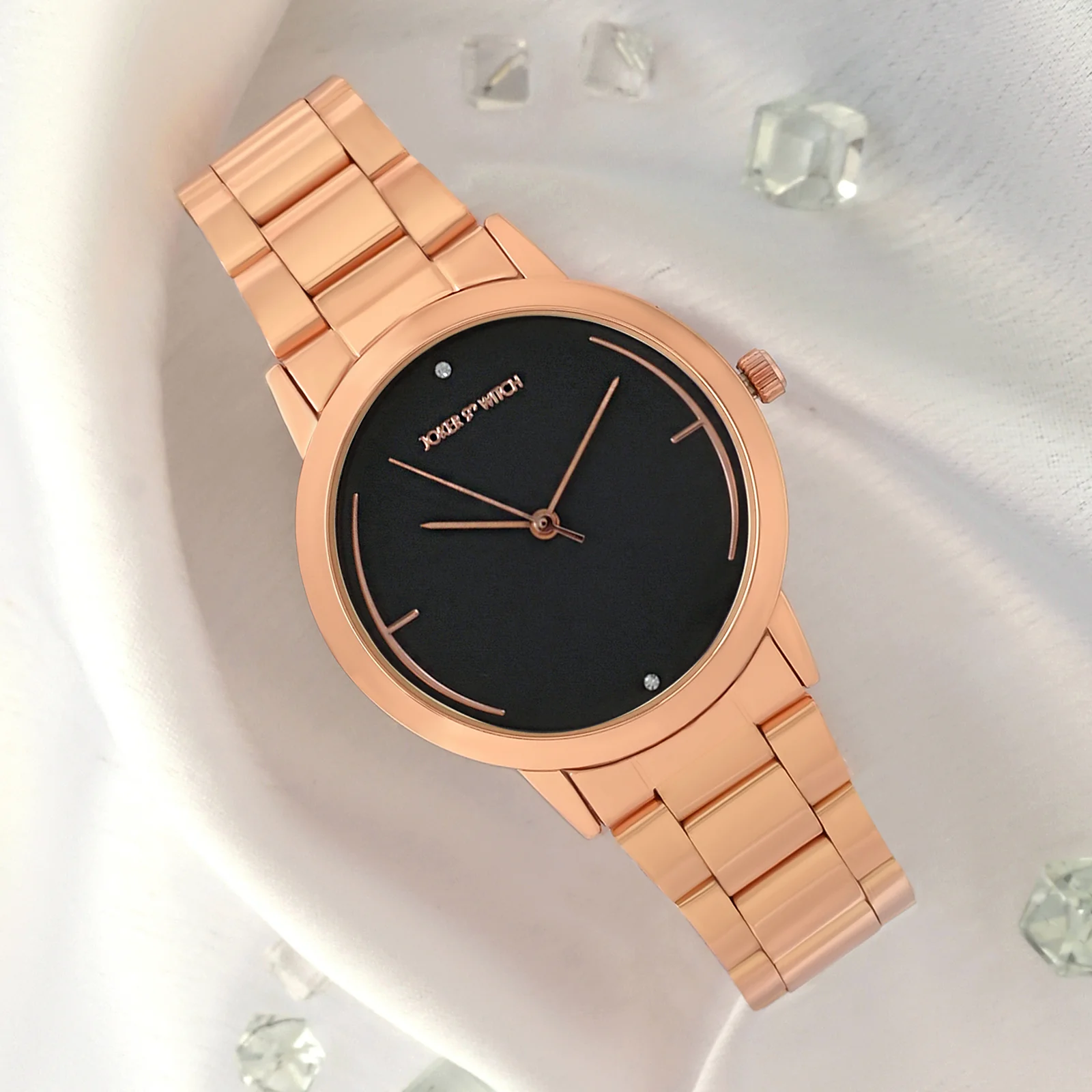 Luna Grey Medium Dial Rose Gold Linked Chain Strap Women's Watch - Image 3