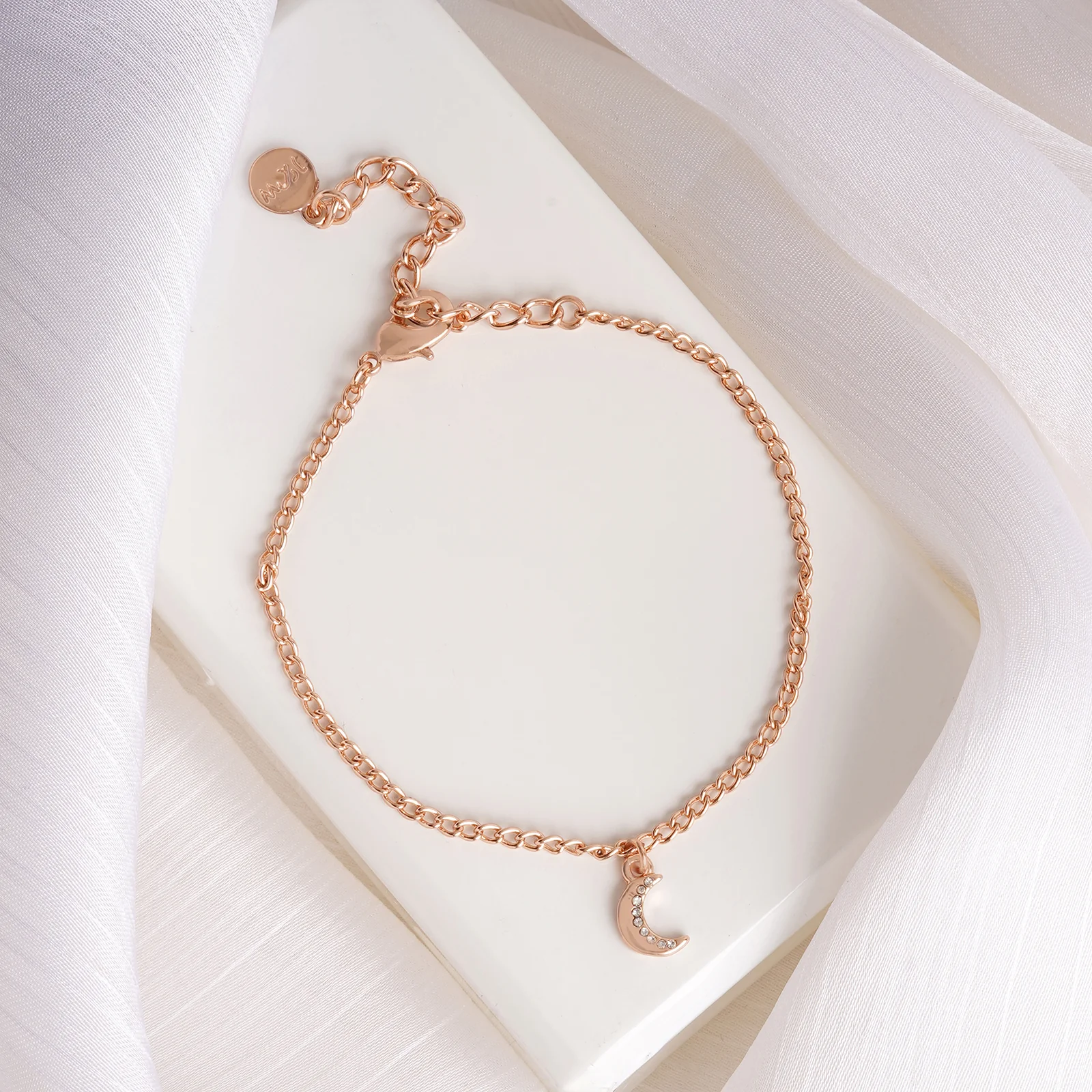 Luna Rhinestone Rose Gold Bracelet Charm - Image 2