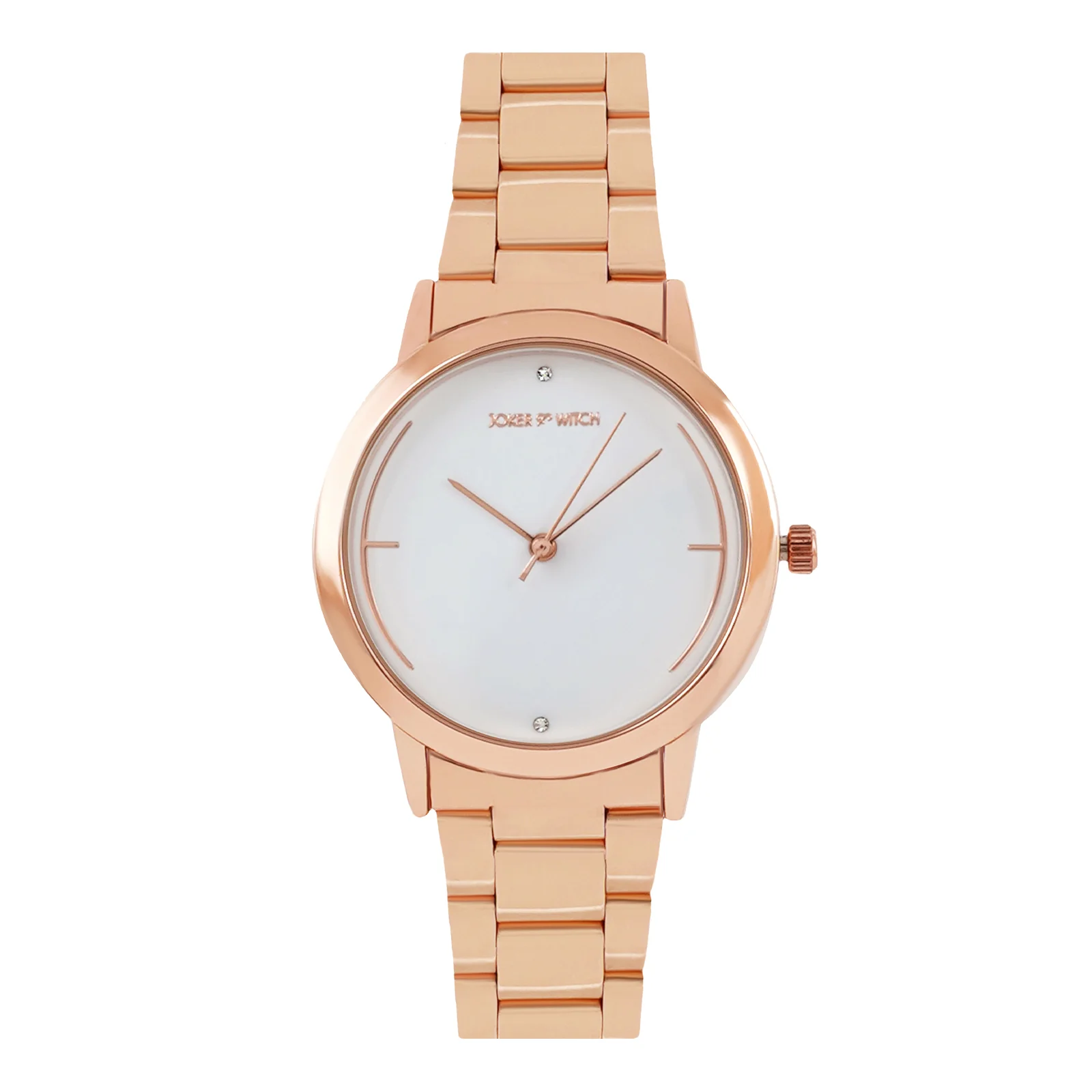 Luna White Medium Dial Rose Gold Linked Chain Strap Women's Watch - Image 3