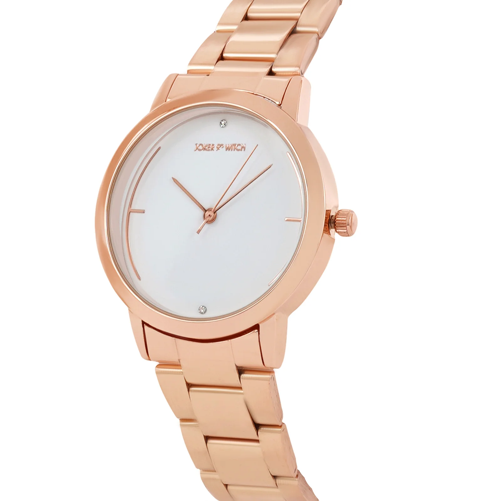 Luna White Medium Dial Rose Gold Linked Chain Strap Women's Watch - Image 4