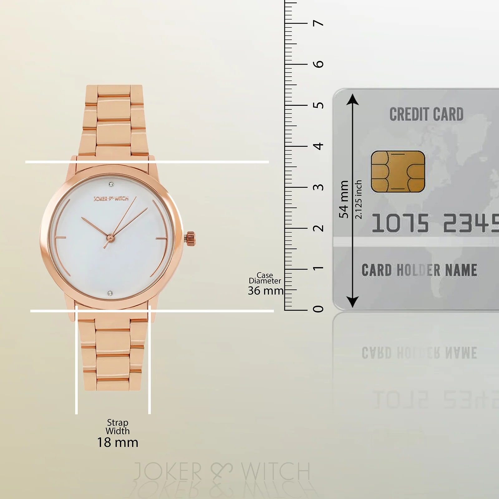 Luna White Medium Dial Rose Gold Linked Chain Strap Women's Watch - Image 8